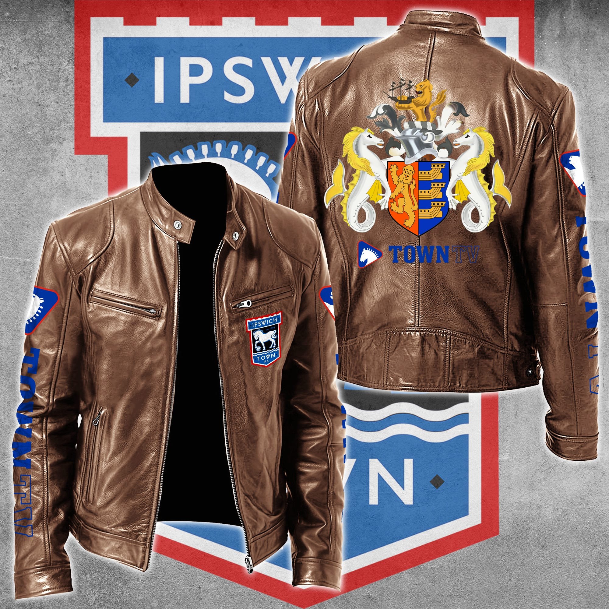 Ipswich Town F.C EPL Style Leather Jacket For Fans
