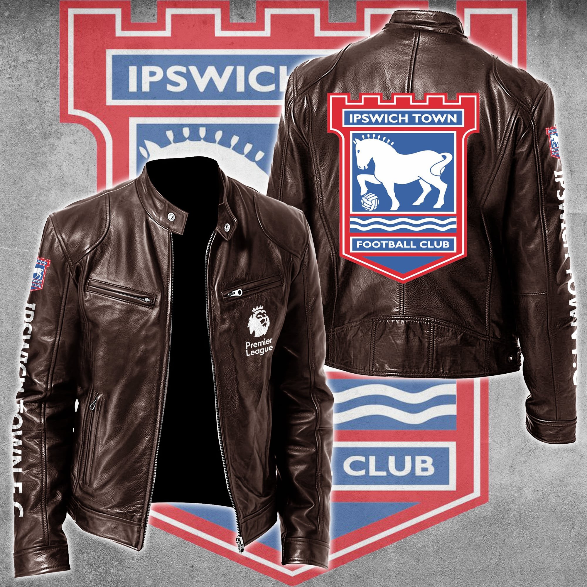 Ipswich Town F.C EPL Style Leather Jacket For Fans