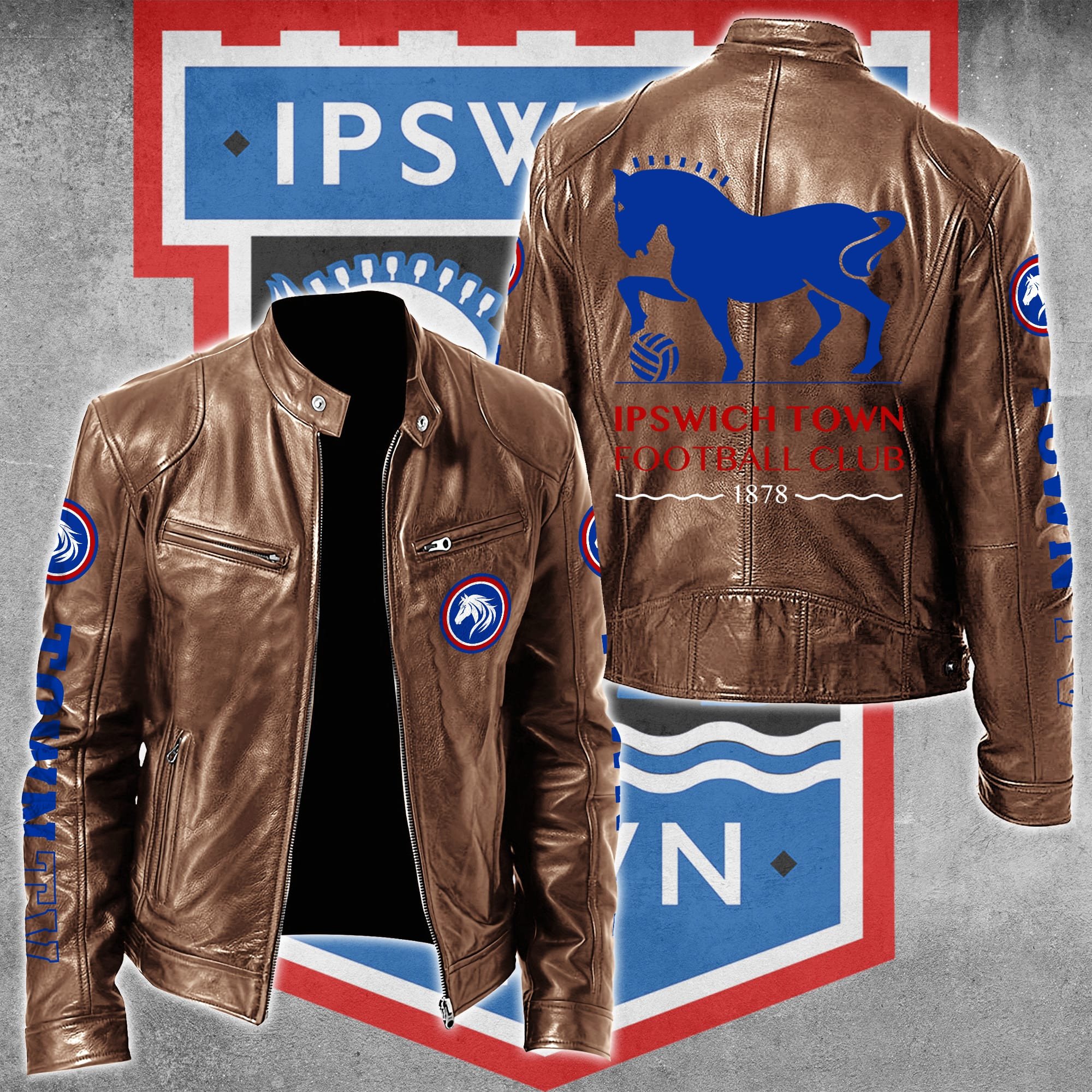Ipswich Town F.C EPL Style Leather Jacket For Fans