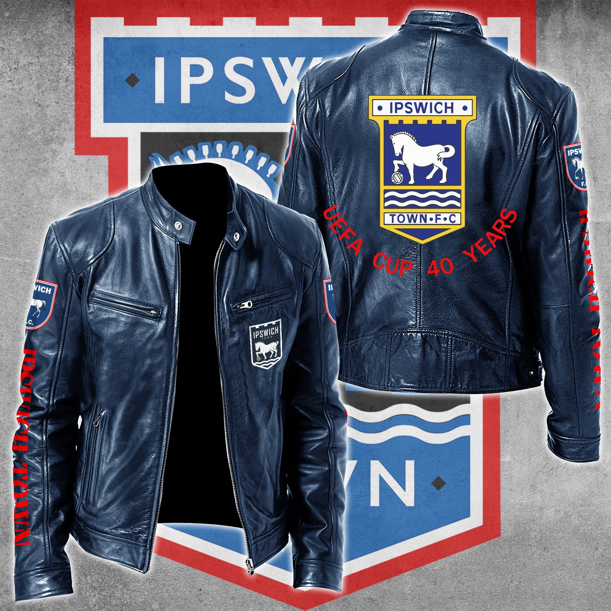 Ipswich Town F.C EPL Style Leather Jacket For Fans