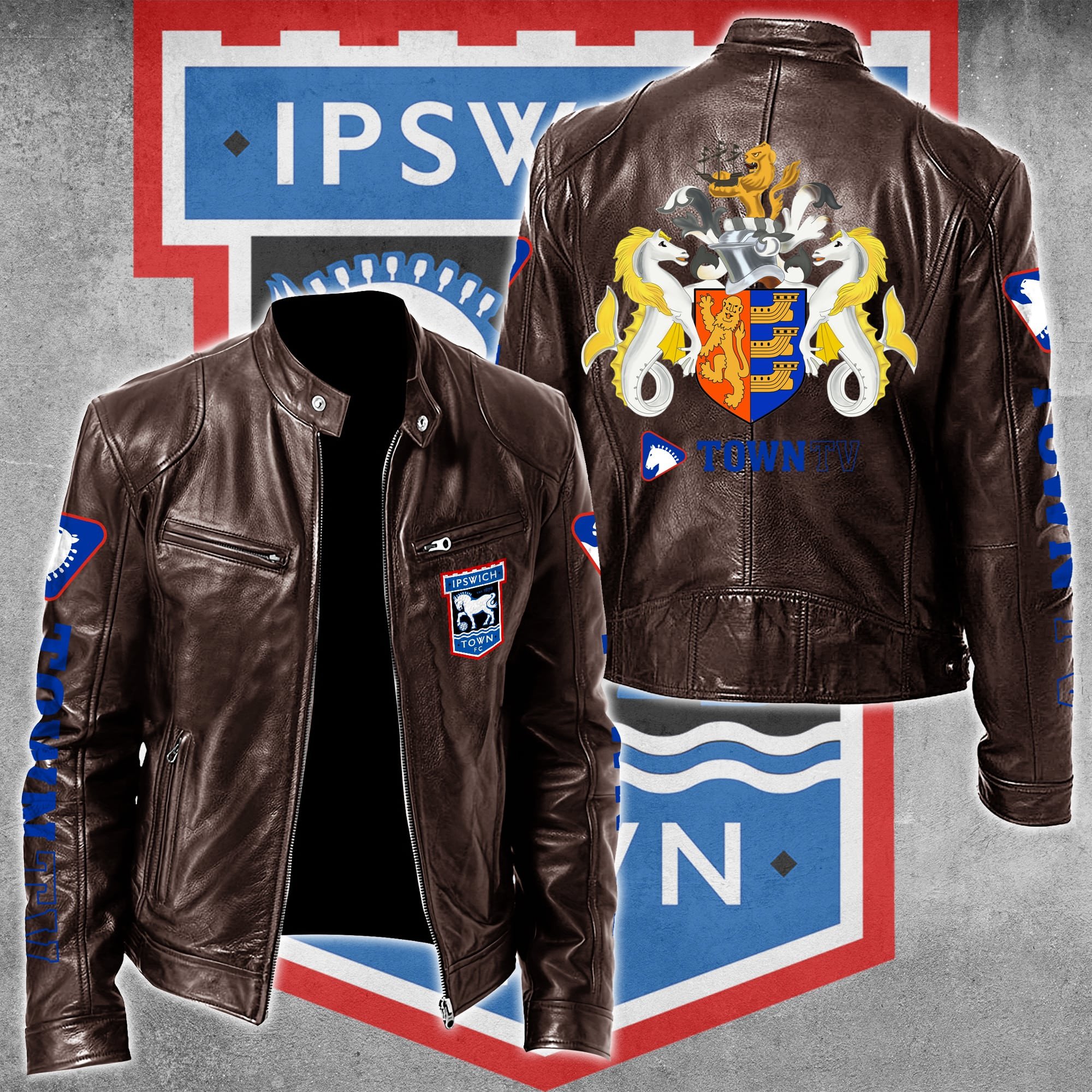 Ipswich Town F.C EPL Style Leather Jacket For Fans