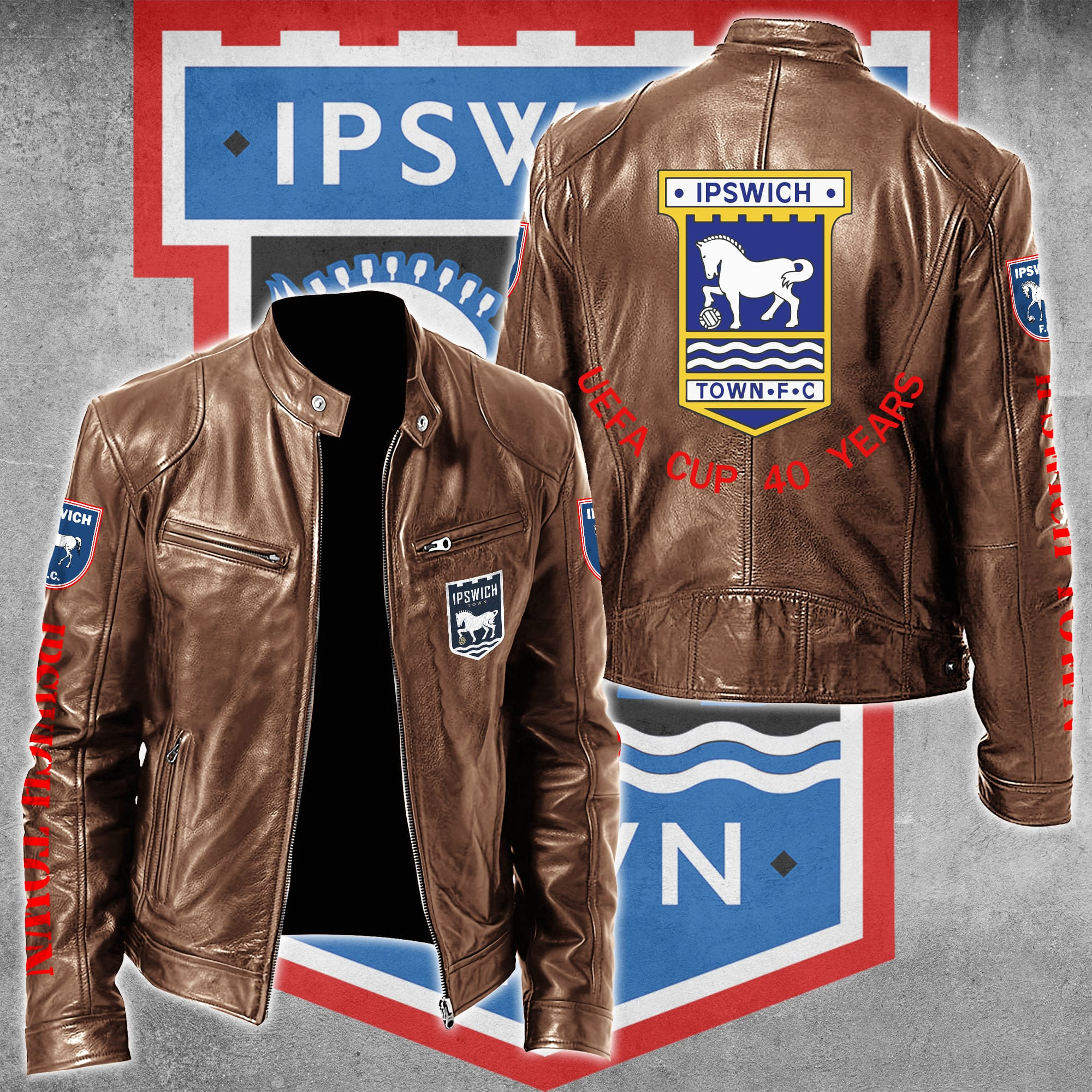 Ipswich Town F.C EPL Style Leather Jacket For Fans