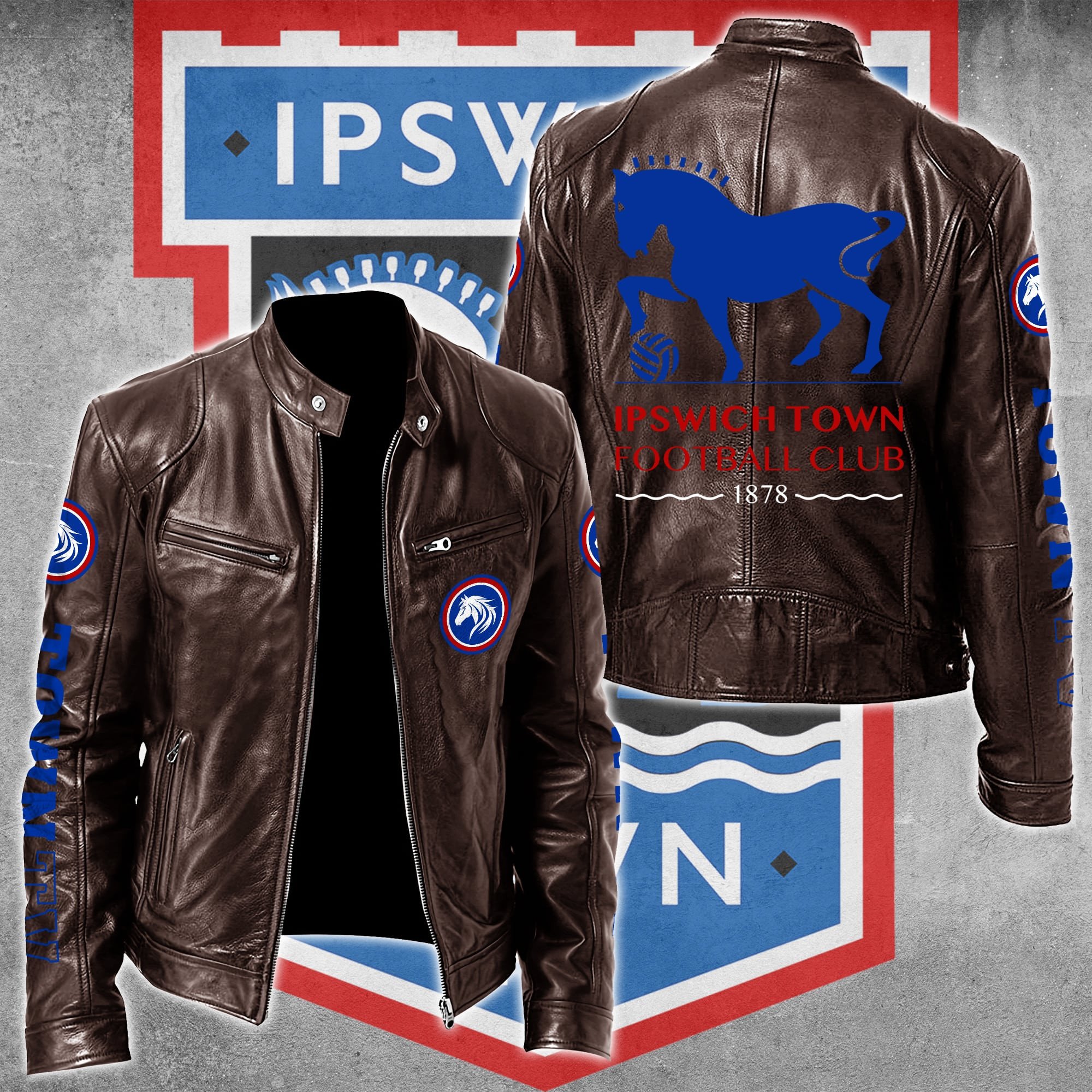 Ipswich Town F.C EPL Style Leather Jacket For Fans