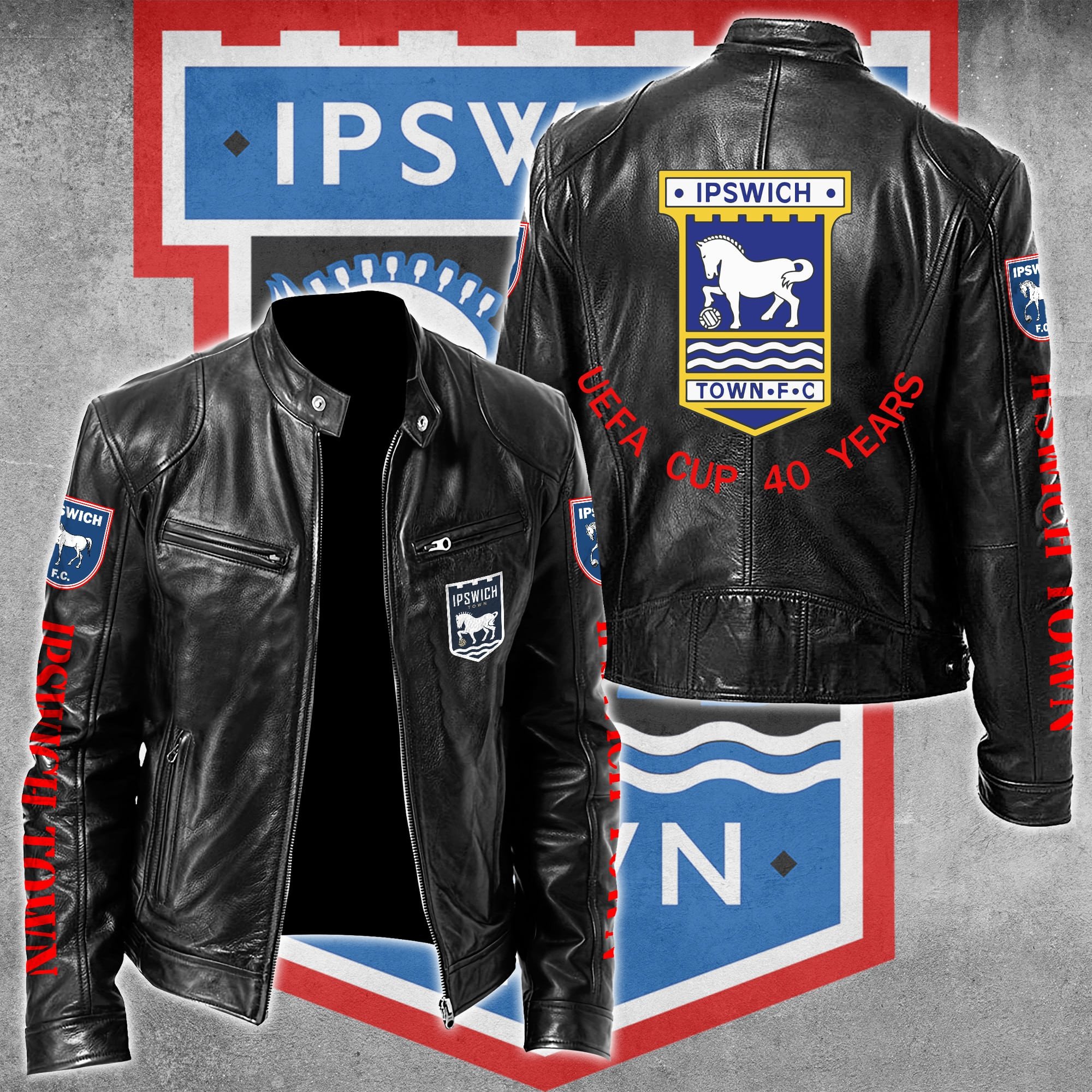 Ipswich Town F.C EPL Style Leather Jacket For Fans