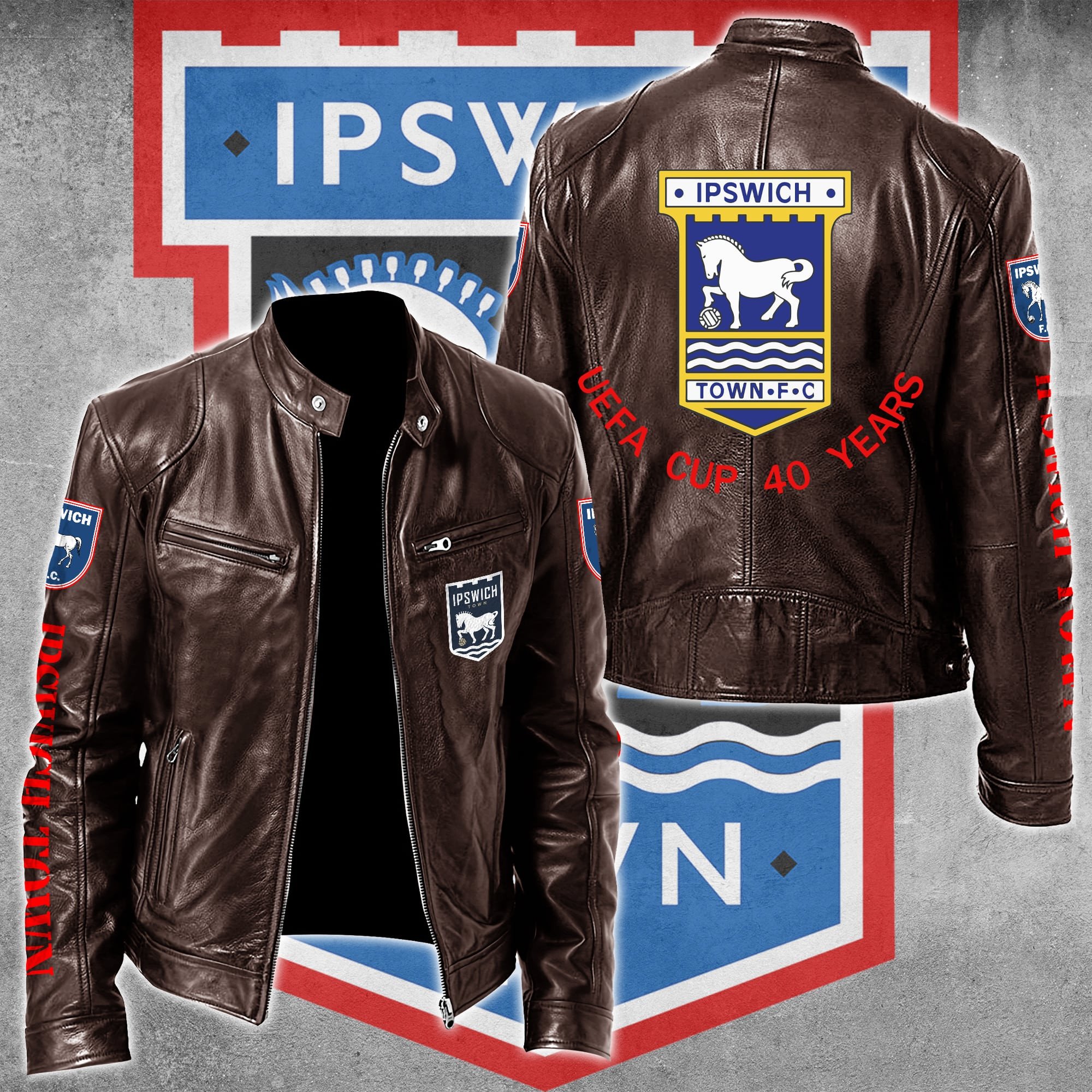 Ipswich Town F.C EPL Style Leather Jacket For Fans