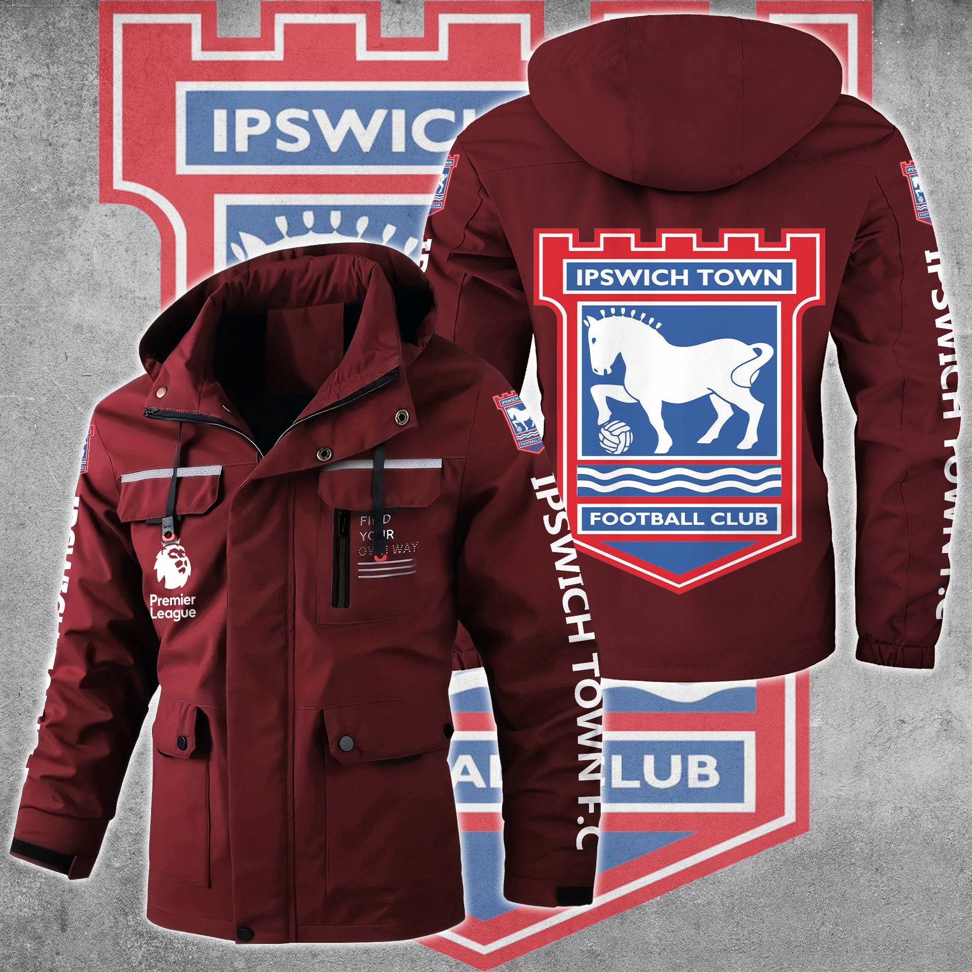 Ipswich Town F.C EPL Style Parka Jacket For Fans