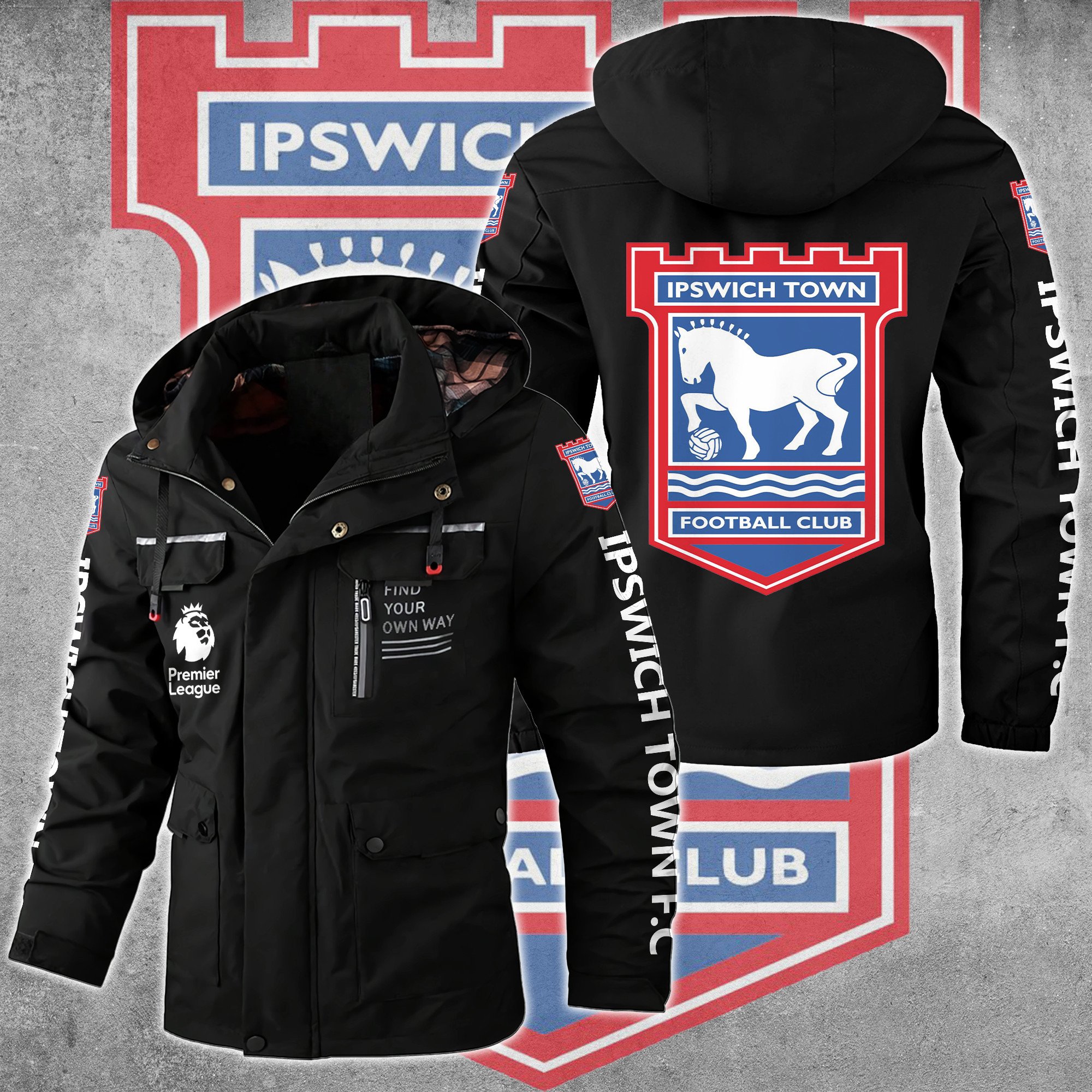 Ipswich Town F.C EPL Style Parka Jacket For Fans