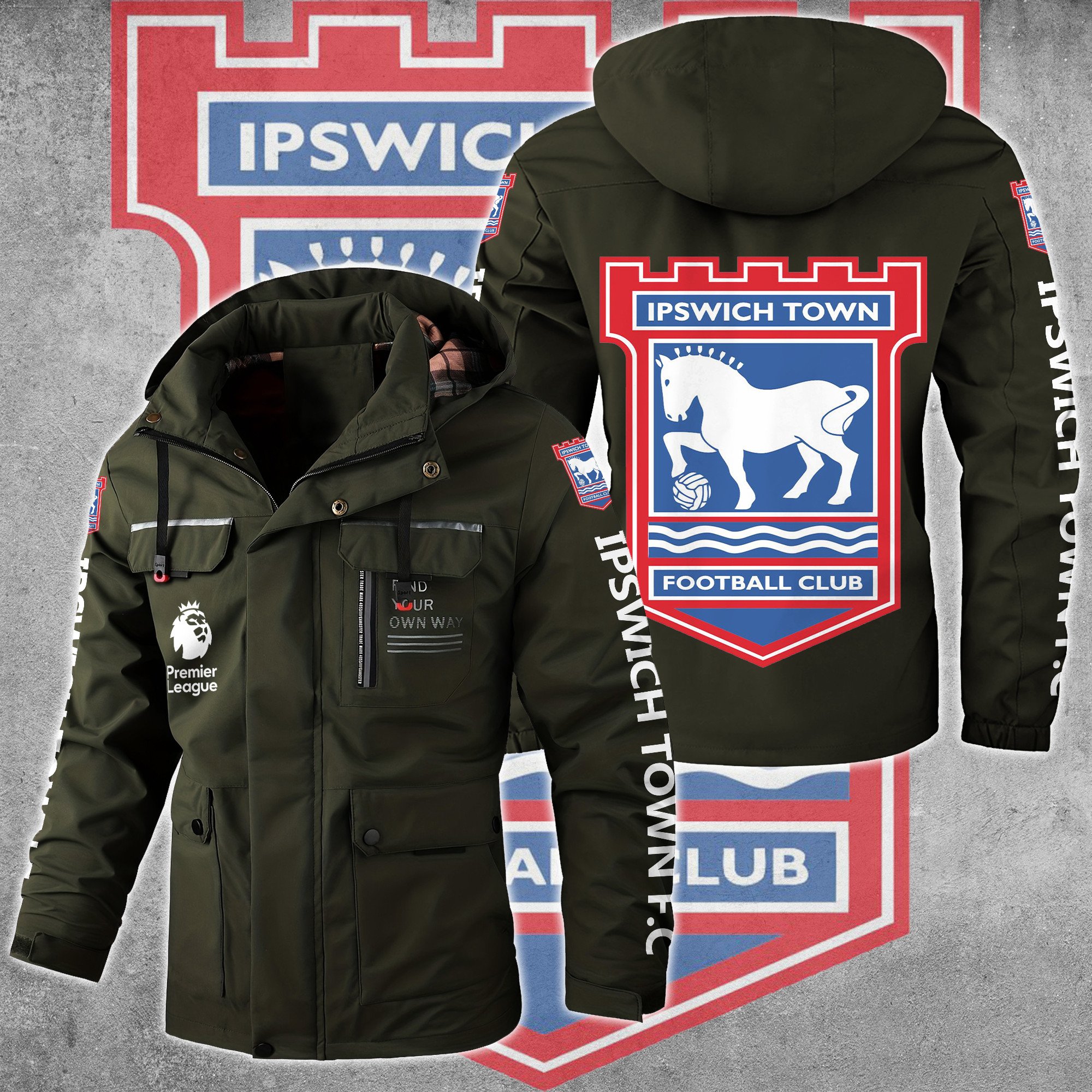 Ipswich Town F.C EPL Style Parka Jacket For Fans