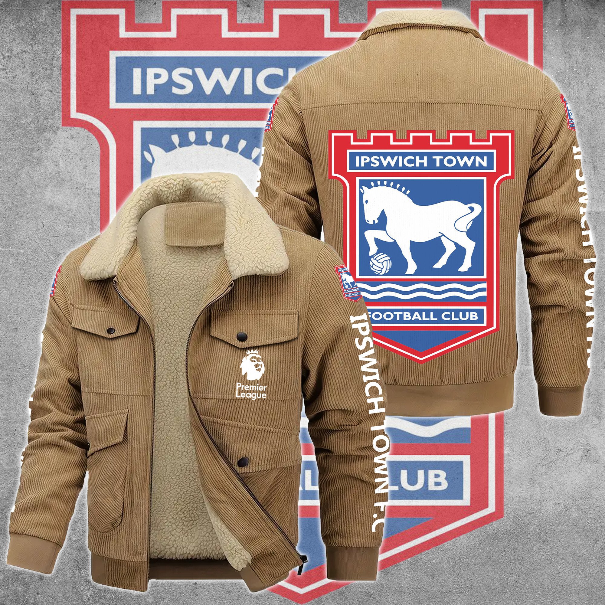 Ipswich Town F.C EPL Style Thermal Cotton Jacket Prim For Fans