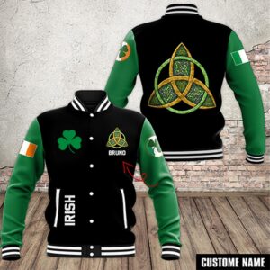 Irish Shamrock Style Baseball Jacket For Fans
