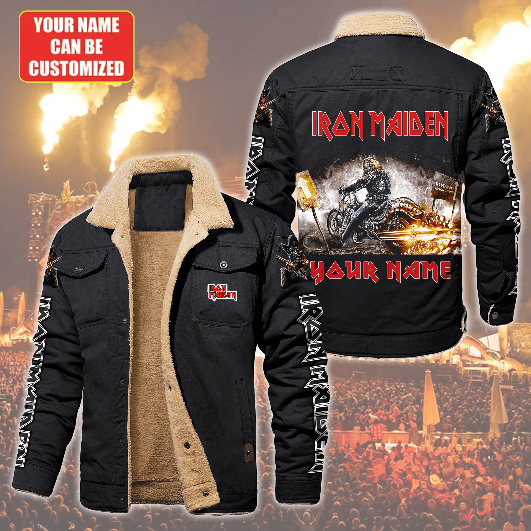 Iron Maiden Music Style Fleece Thermal Cotton Jacket For Fans