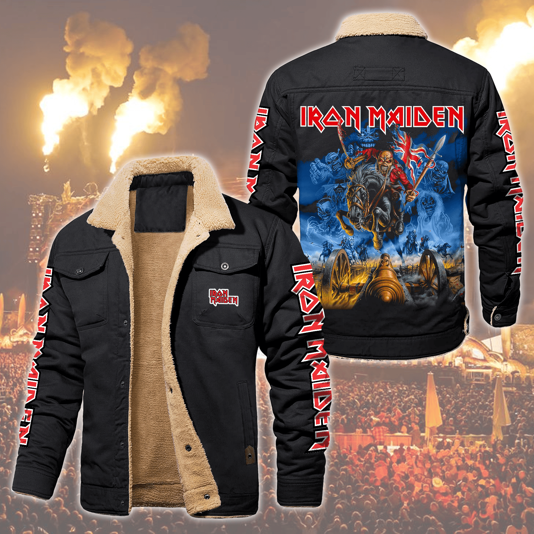 Iron Maiden Music Style Fleece Thermal Cotton Jacket For Fans