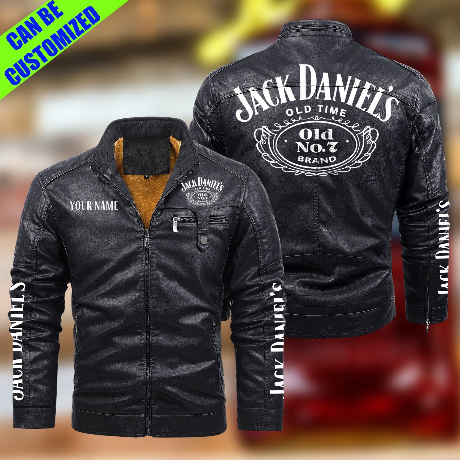 Jack Daniel's Whiskey Style Fleece Lined Leather Jacket For Fans