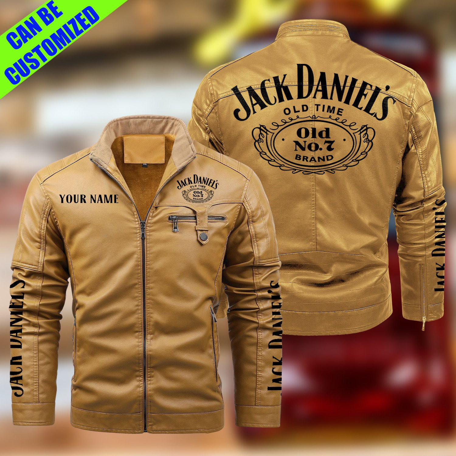 Jack Daniel's Whiskey Style Fleece Lined Leather Jacket For Fans