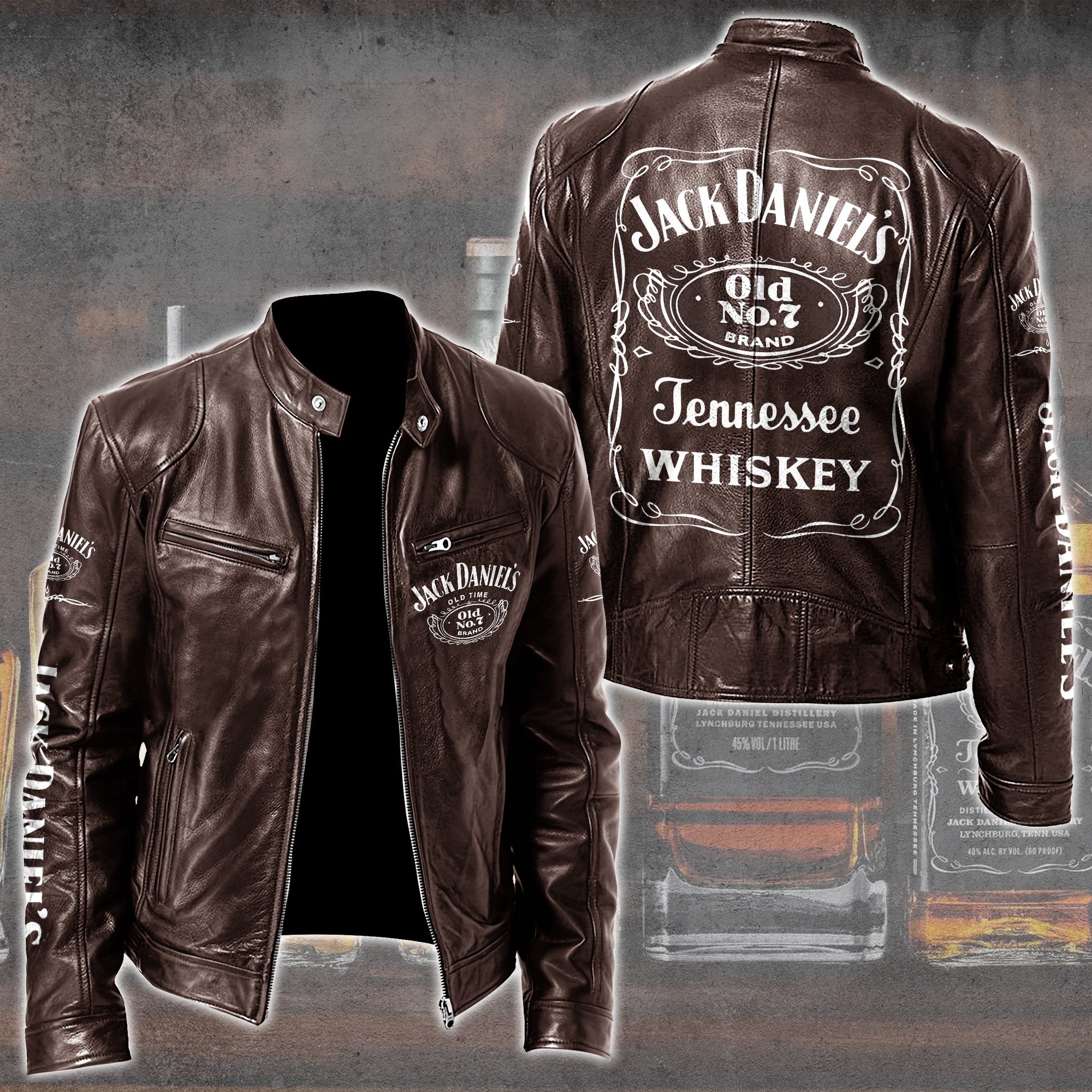Jack Daniel's Whiskey Style Leather Jacket For Fans