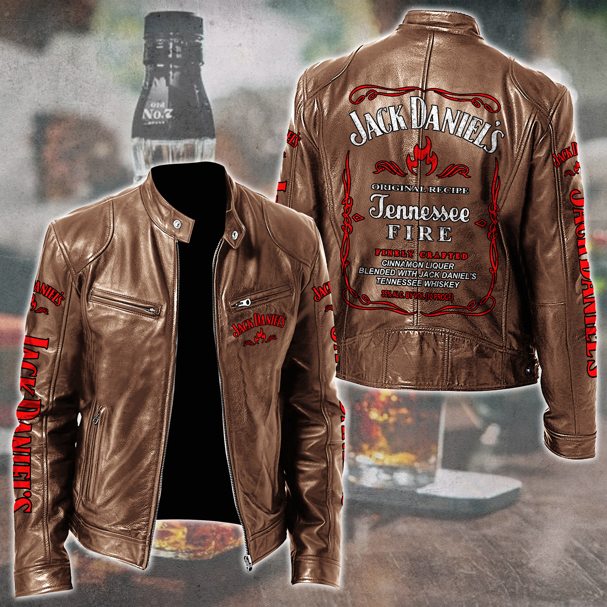 Jack Daniel's Whiskey Style Leather Jacket For Fans