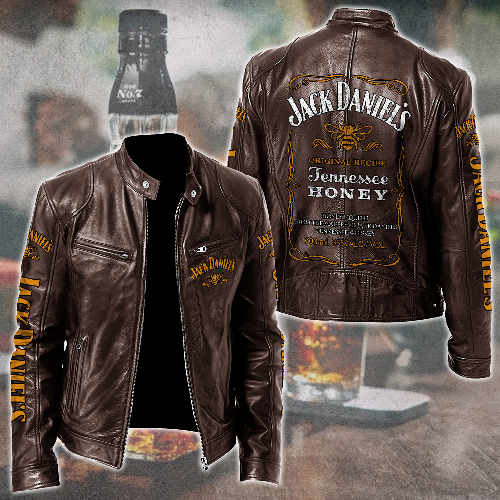 Jack Daniel's Whiskey Style Leather Jacket For Fans