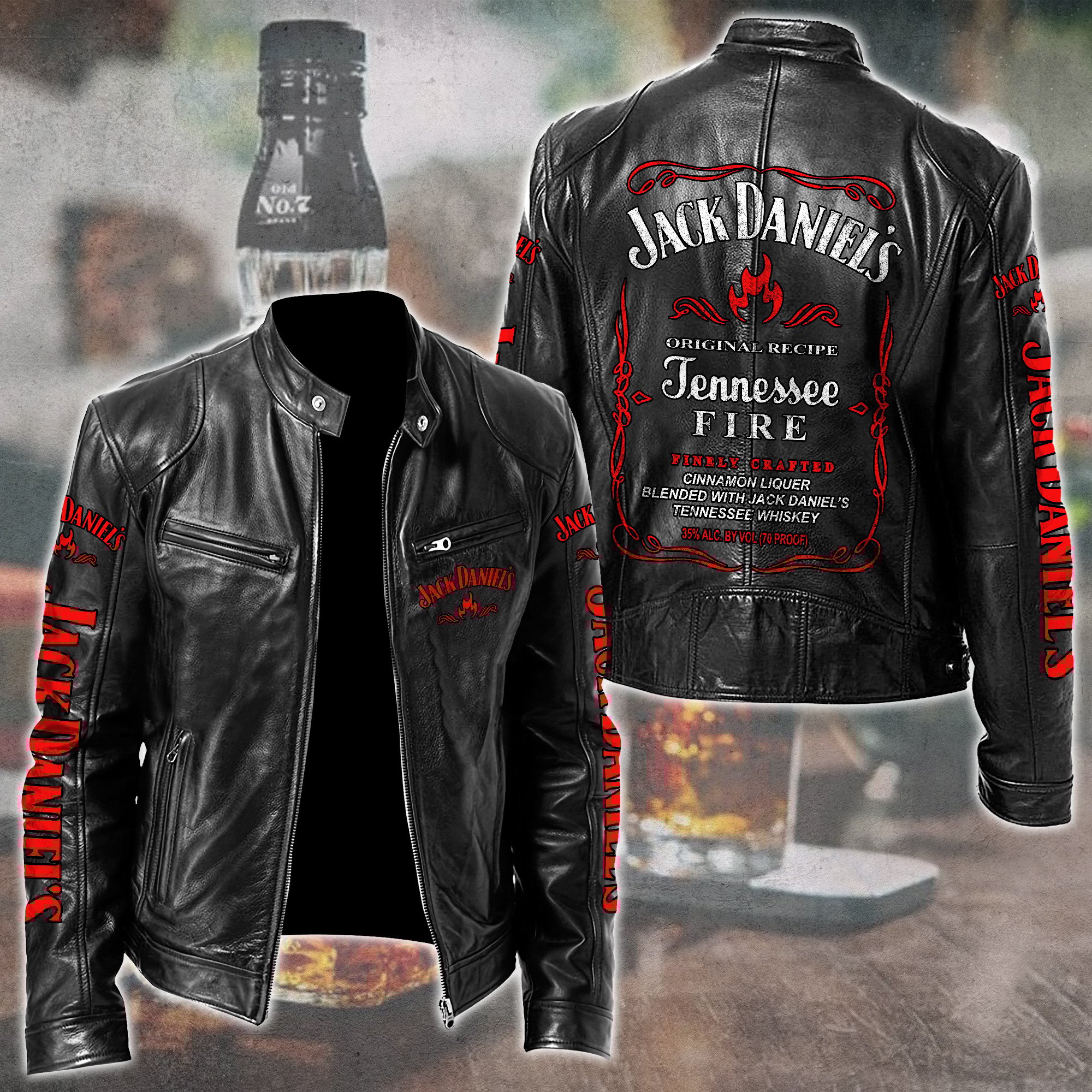 Jack Daniel's Whiskey Style Leather Jacket For Fans