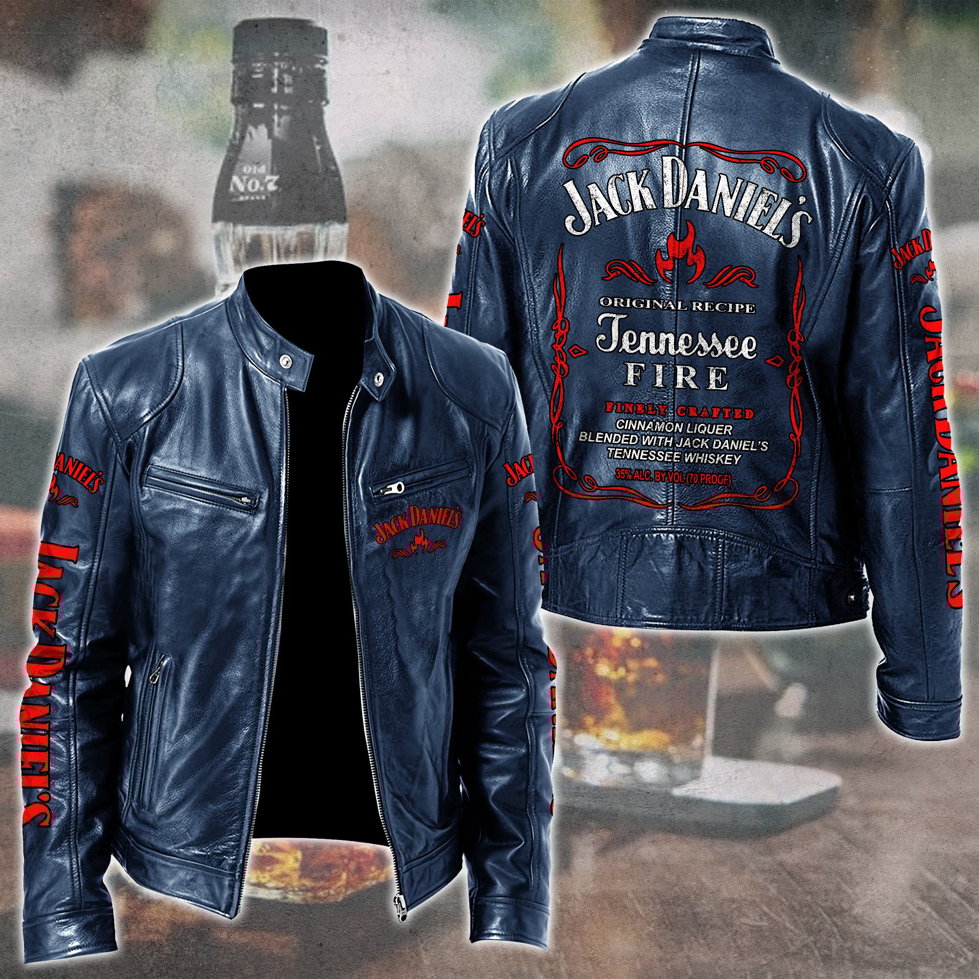 Jack Daniel's Whiskey Style Leather Jacket For Fans