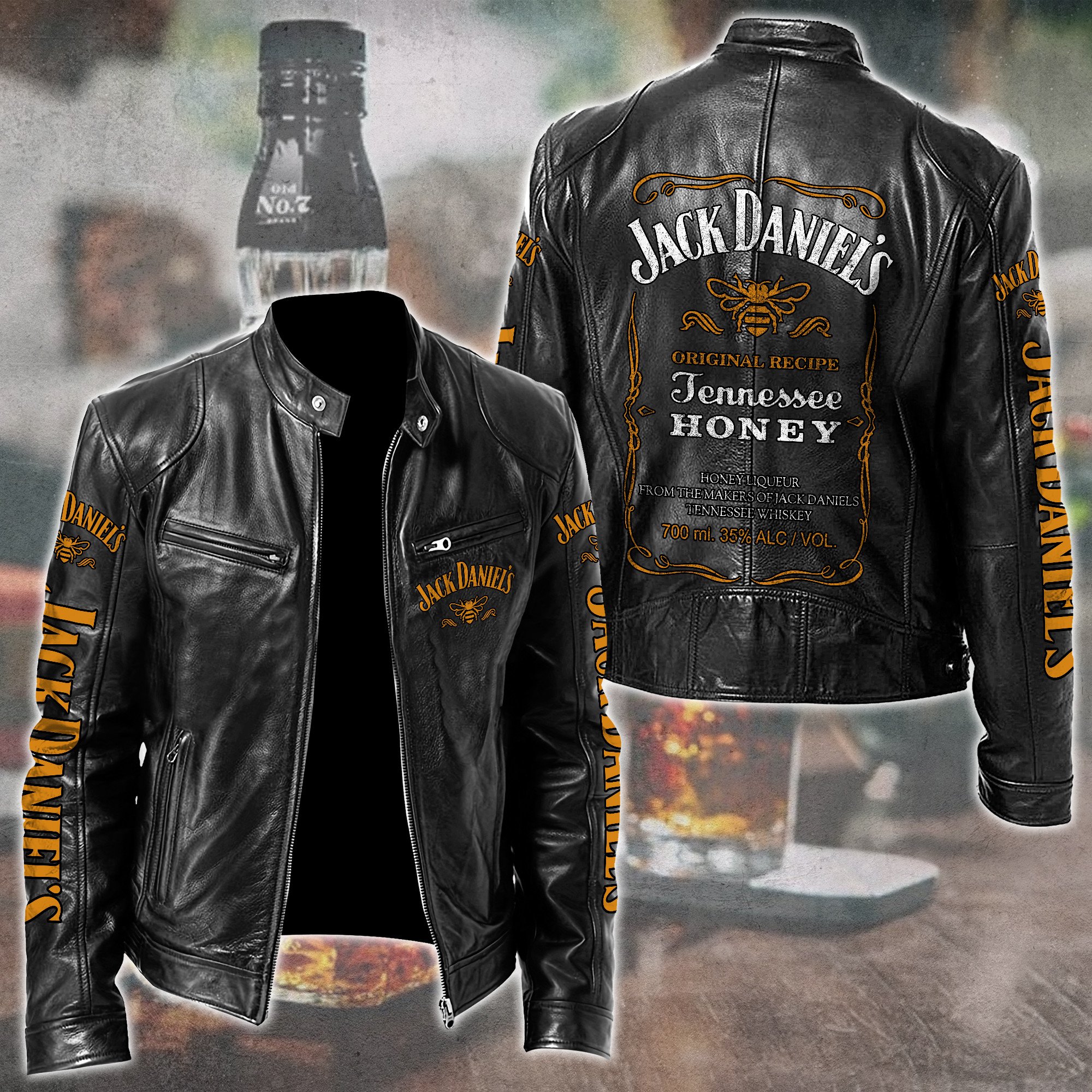 Jack Daniel's Whiskey Style Leather Jacket For Fans