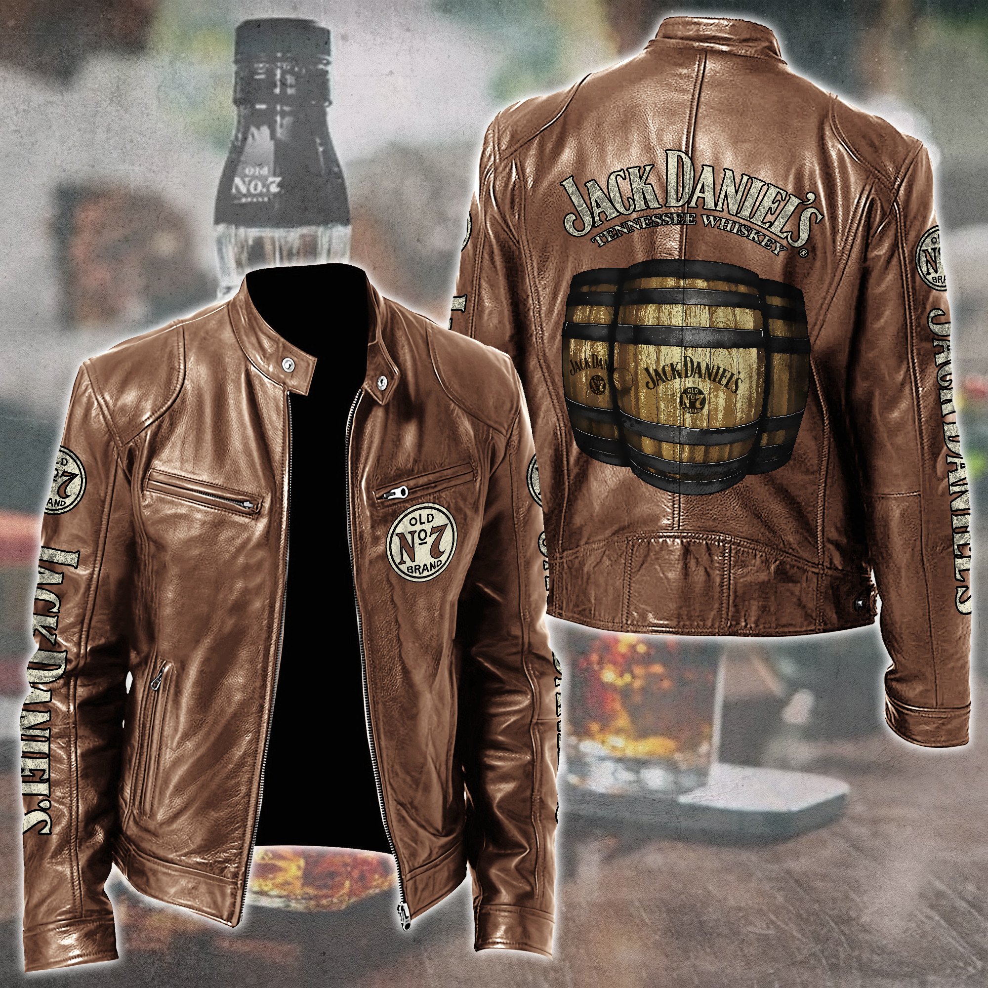 Jack Daniel's Whiskey Style Leather Jacket For Fans