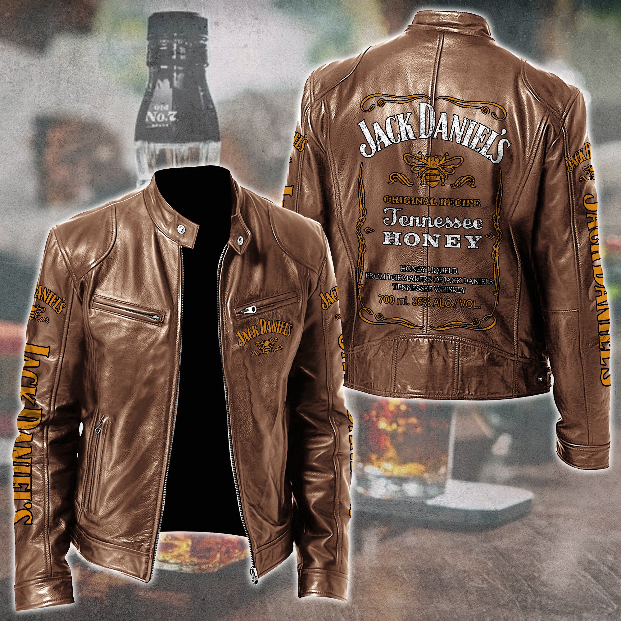 Jack Daniel's Whiskey Style Leather Jacket For Fans
