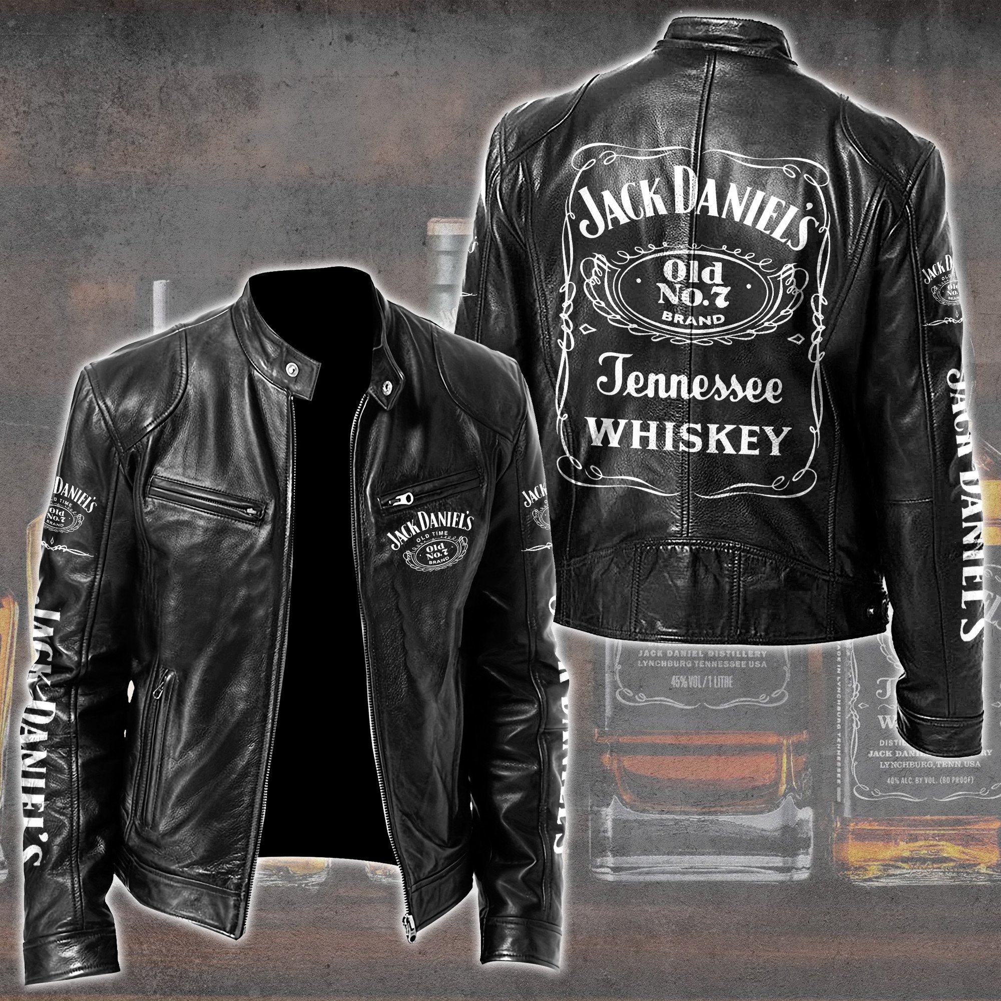 Jack Daniel's Whiskey Style Leather Jacket For Fans