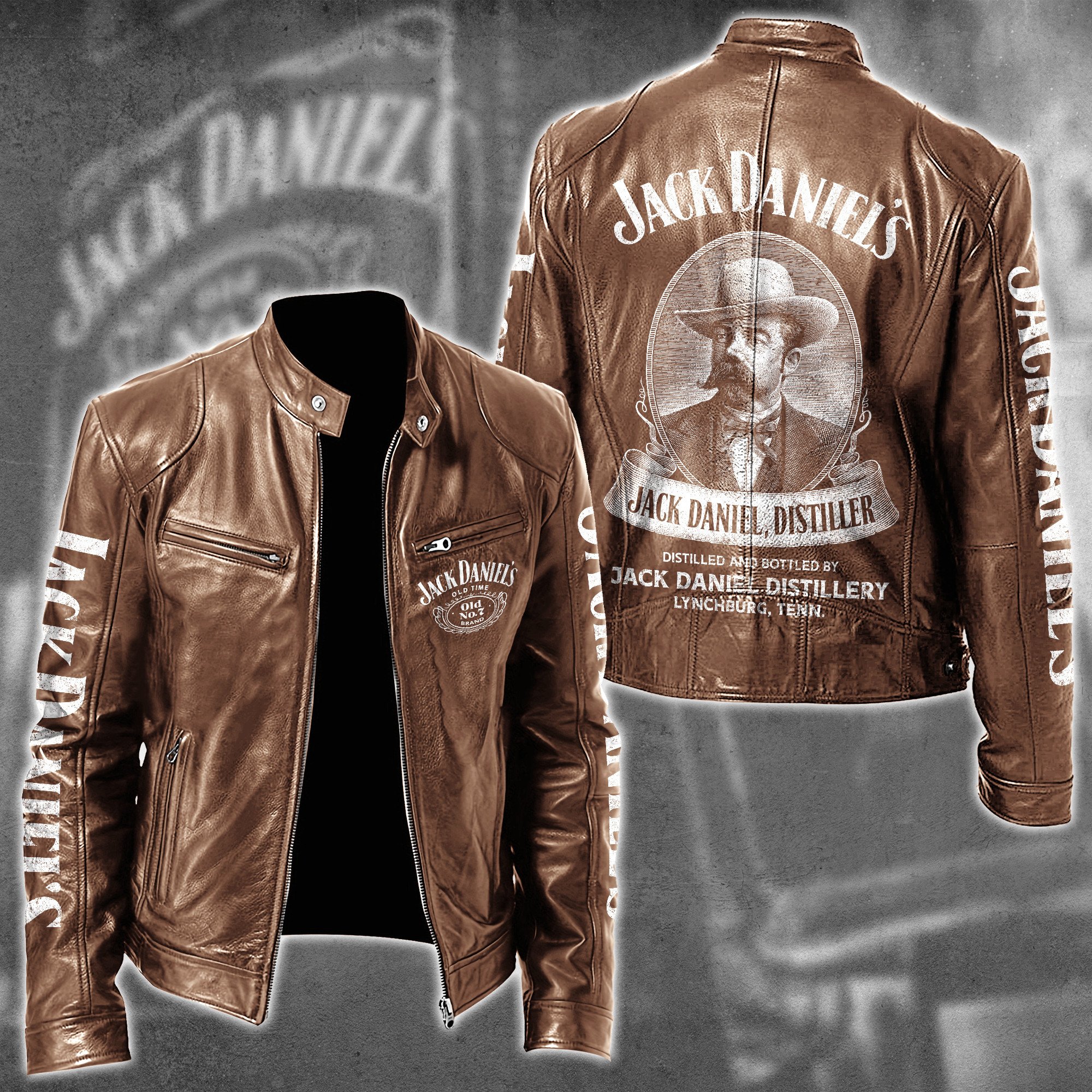 Jack Daniel's Whiskey Style Leather Jacket For Fans