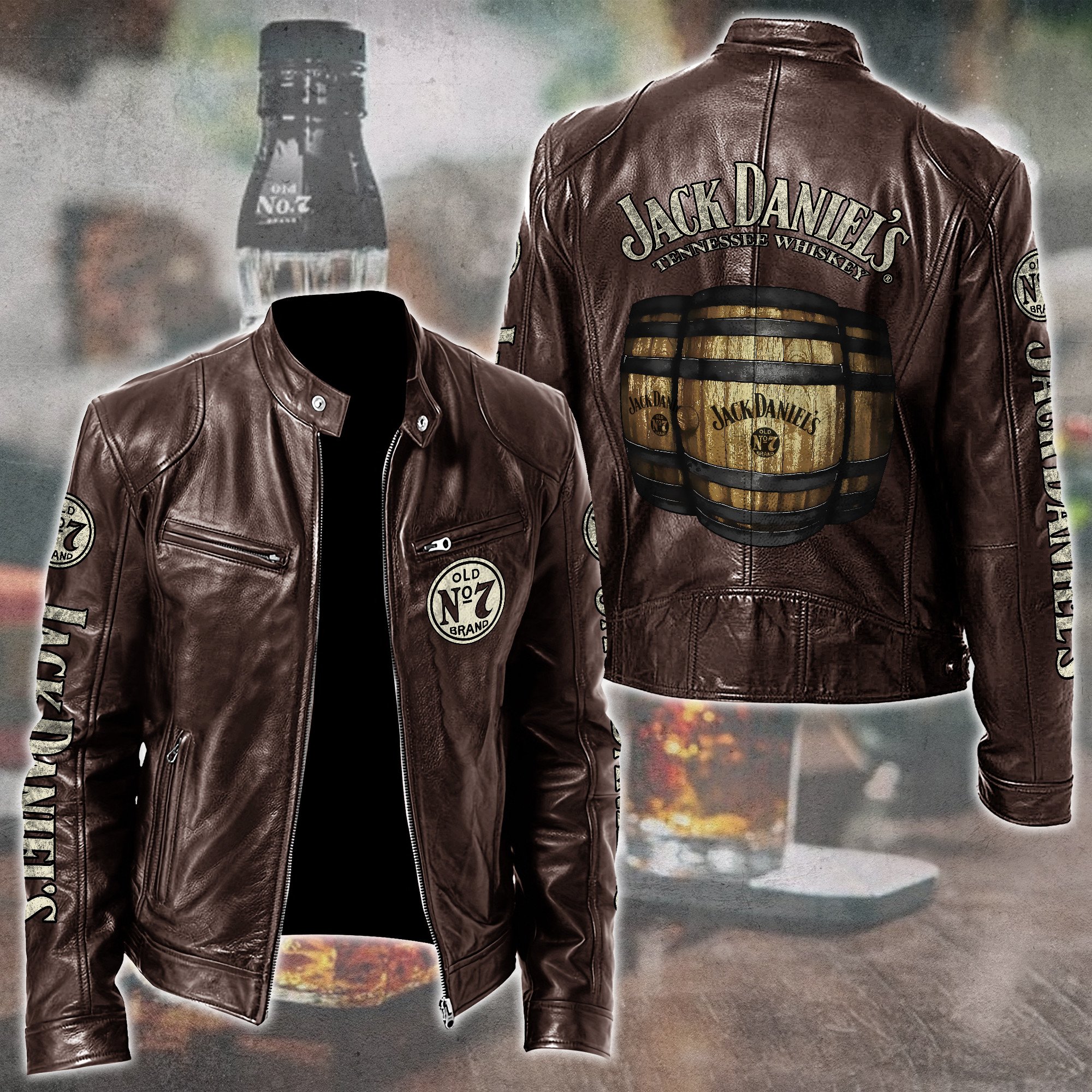 Jack Daniel's Whiskey Style Leather Jacket For Fans