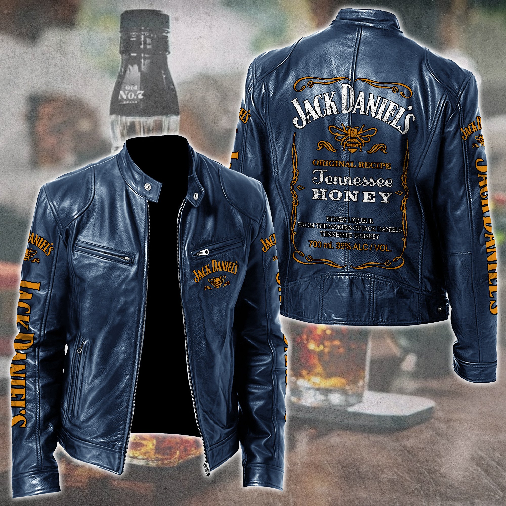 Jack Daniel's Whiskey Style Leather Jacket For Fans