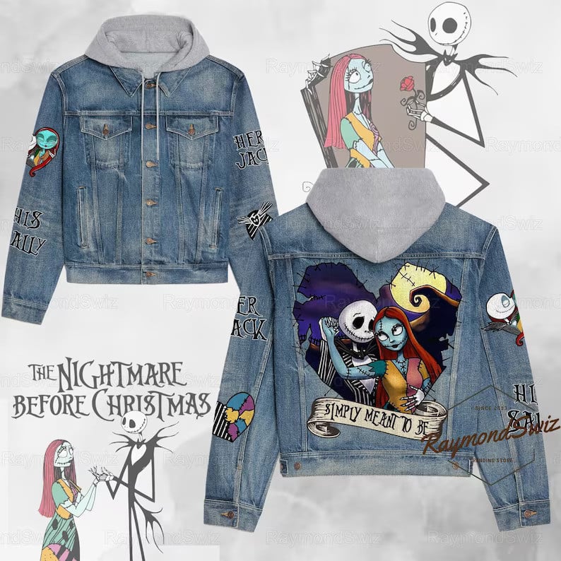 Jack Skellington Movies Style Hooded Denim Jacket For Fans