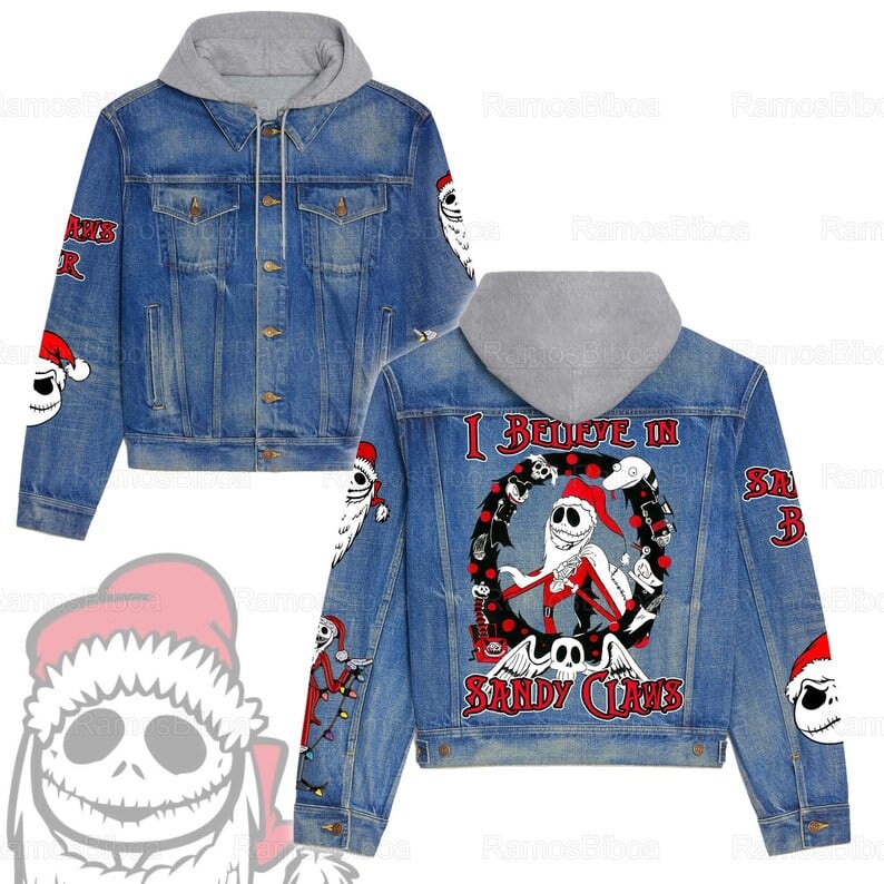 Jack Skellington Movies Style Hooded Denim Jacket For Fans