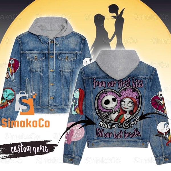 Jack Skellington Movies Style Hooded Denim Jacket For Fans
