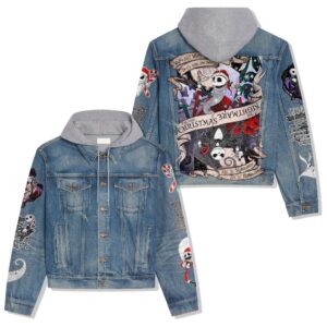 Jack Skellington Movies Style Hooded Denim Jacket For Fans