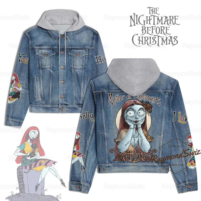 Jack Skellington Movies Style Hooded Denim Jacket For Fans