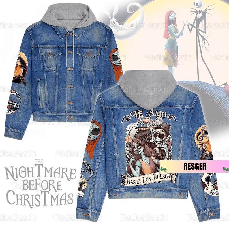 Jack Skellington Movies Style Hooded Denim Jacket For Fans
