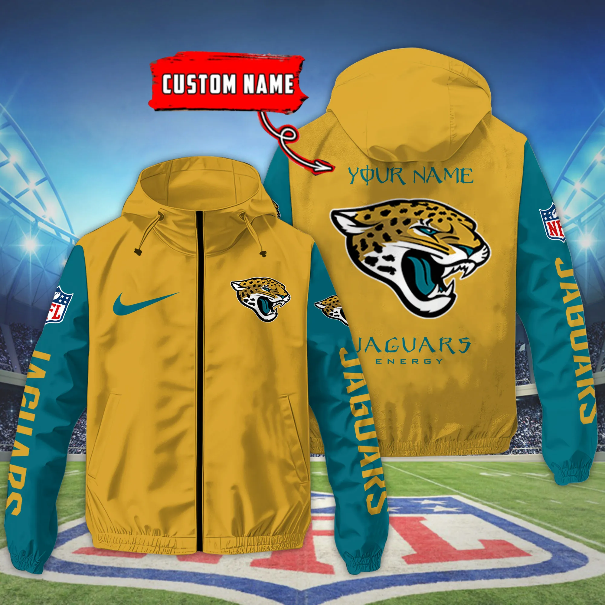 Jacksonville Jaguars NFL Personalized Style Windbreaker Jacket For Fans