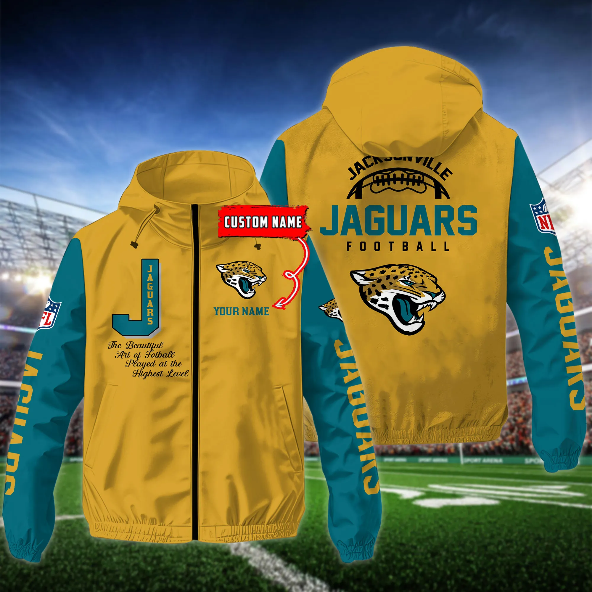 Jacksonville Jaguars NFL Personalized Style Windbreaker Jacket For Fans