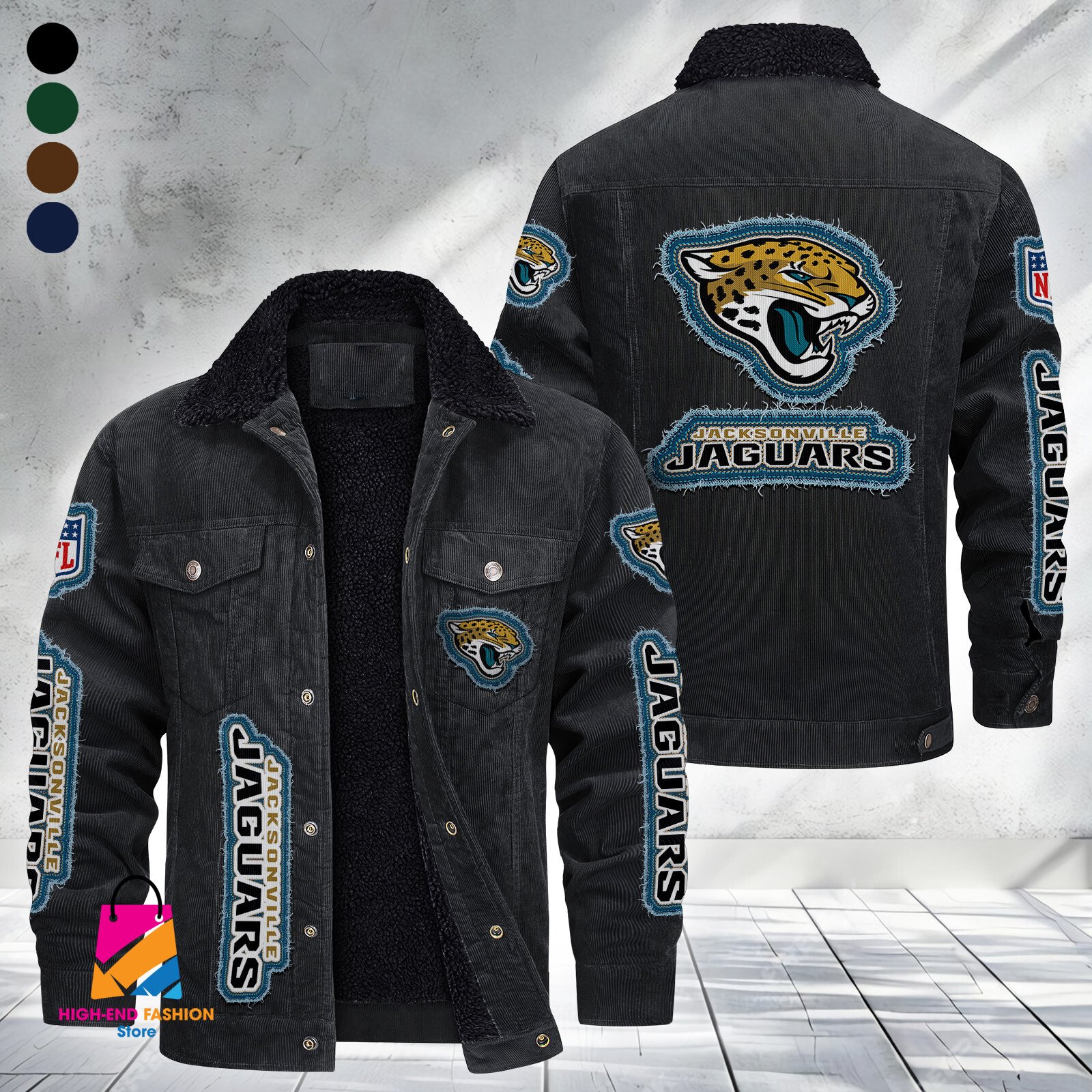 Jacksonville Jaguars NFL Style Fleece Thermal Cotton Jacket For Fans