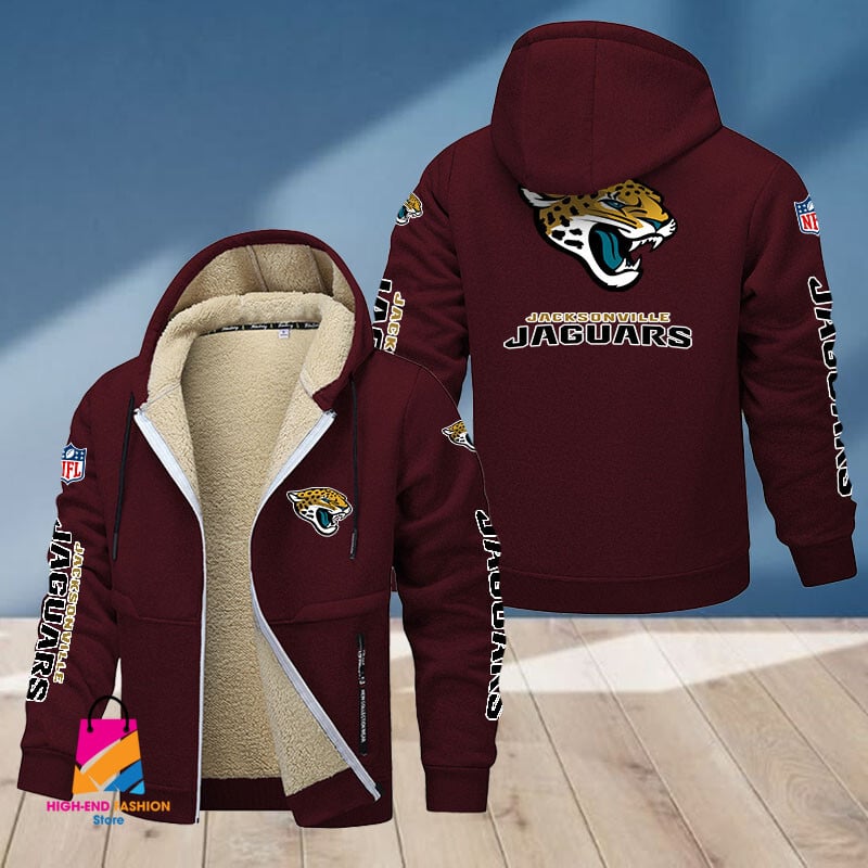 Jacksonville Jaguars NFL Style Fleece Zip Hoodie Jacket For Fans
