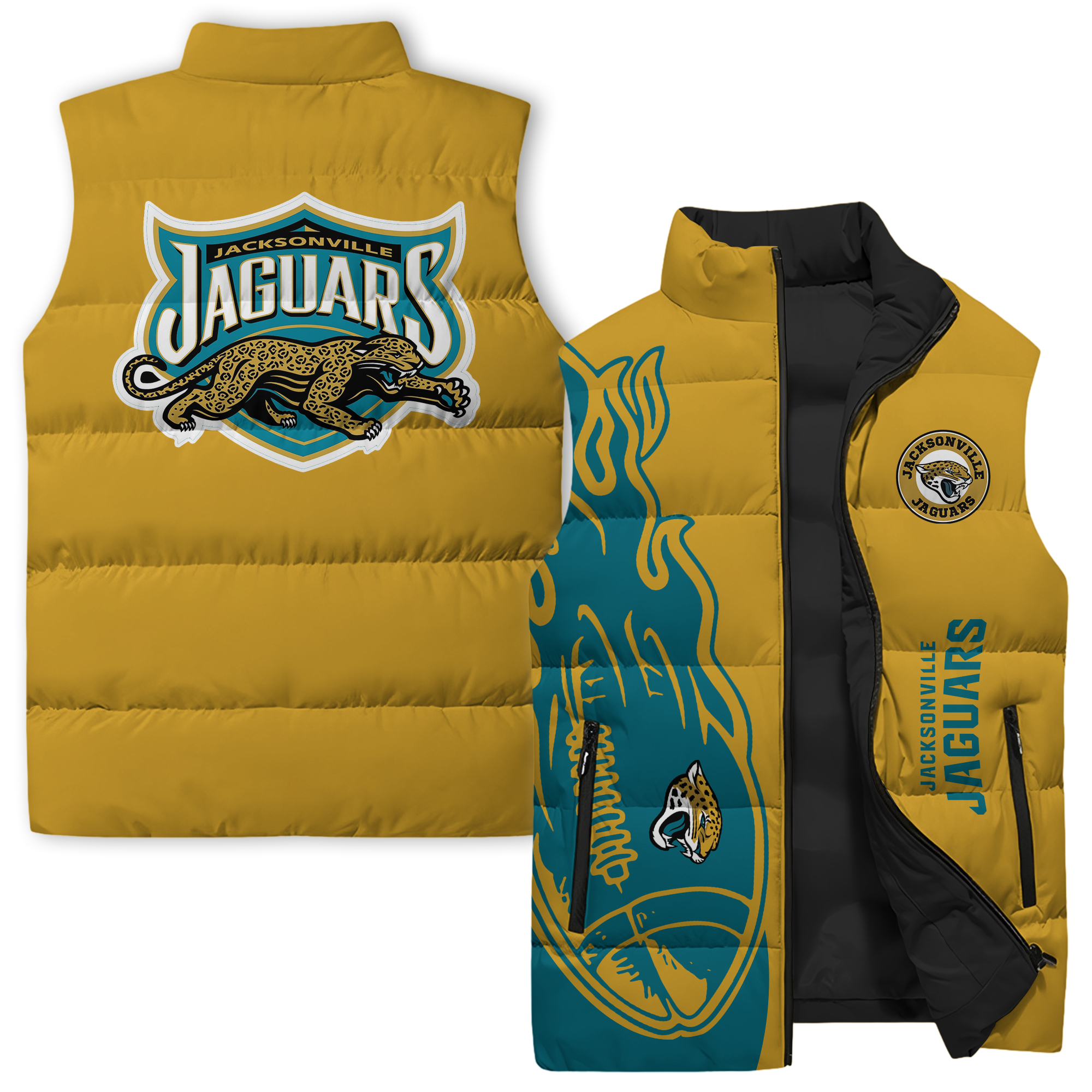 Jacksonville Jaguars NFL Style Sleeveless Puffer Jacket For Fans
