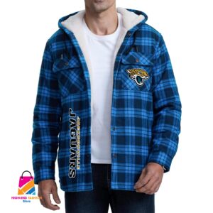 Jacksonville Jaguars NFL Style Zip Fleece Flannel Jacket For Fans