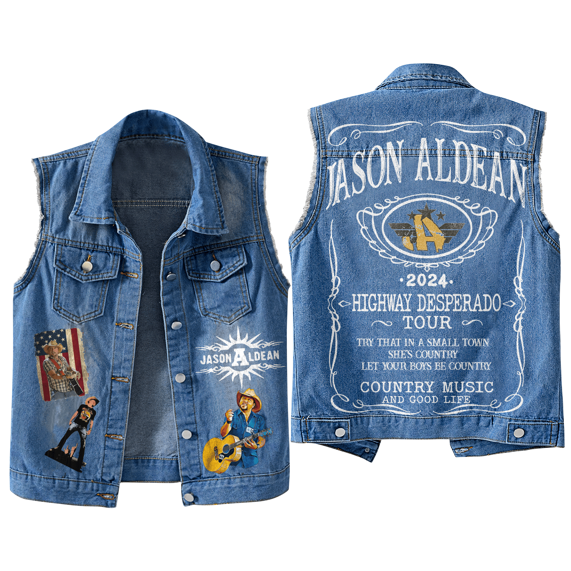 Jason Aldean Music Style Sleeveless Jacket For Fans