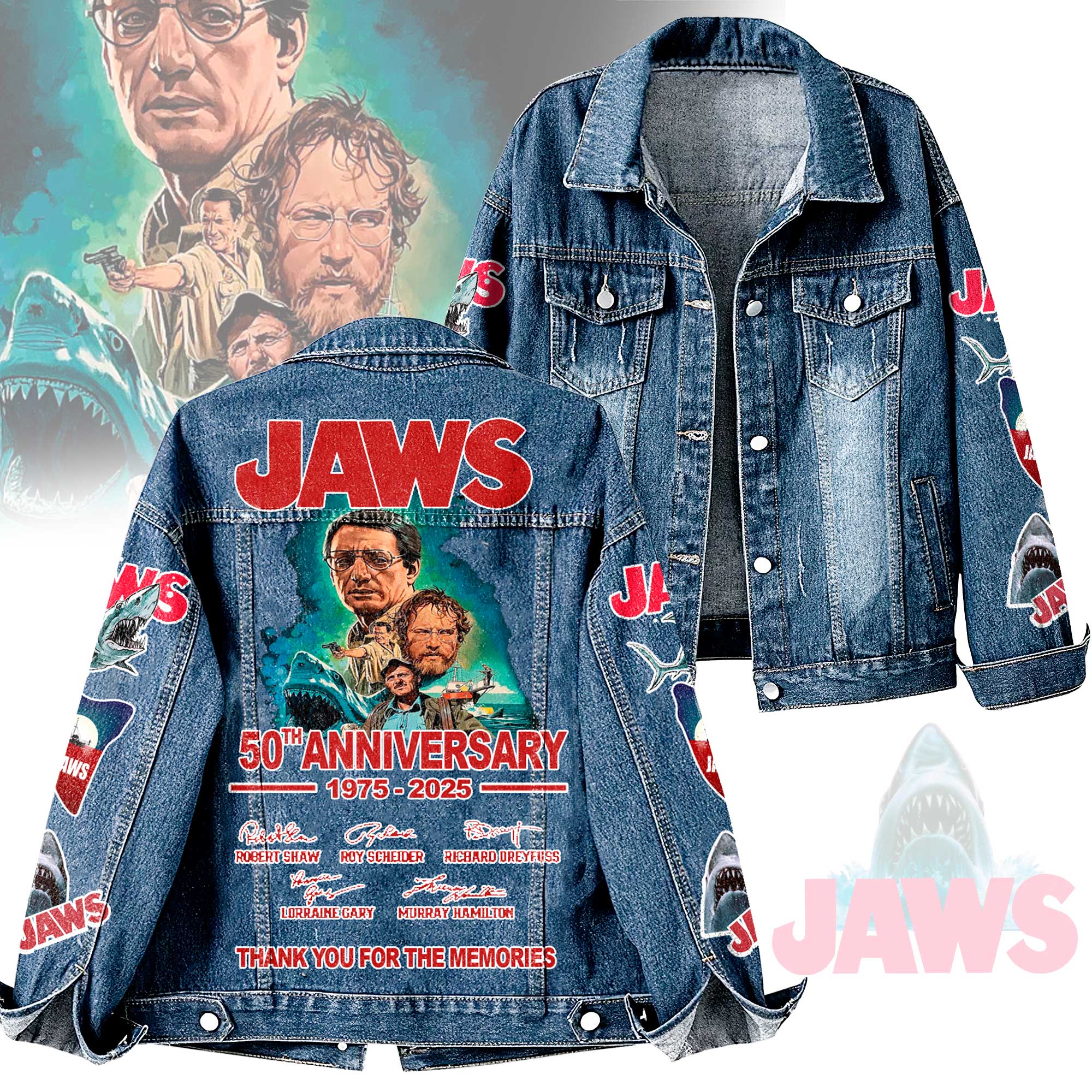 Jaws Movies Denim Jacket Gift For Fans