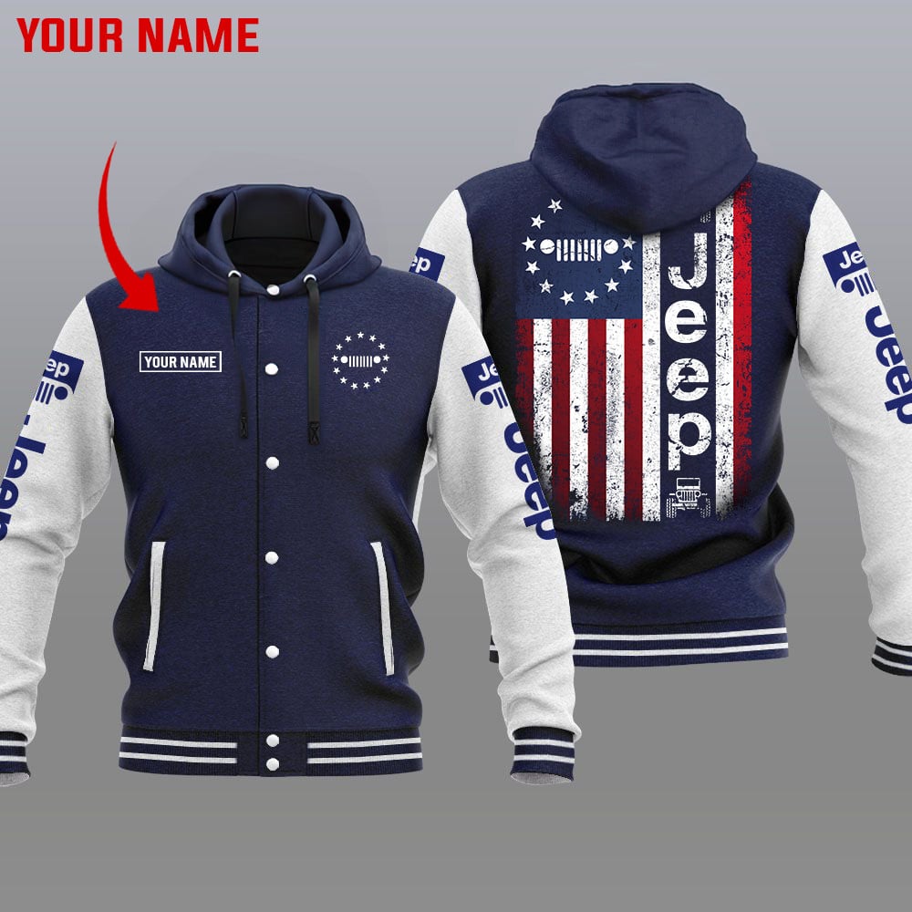 Jeep Car Style Hooded Baseball Jacket For Fans