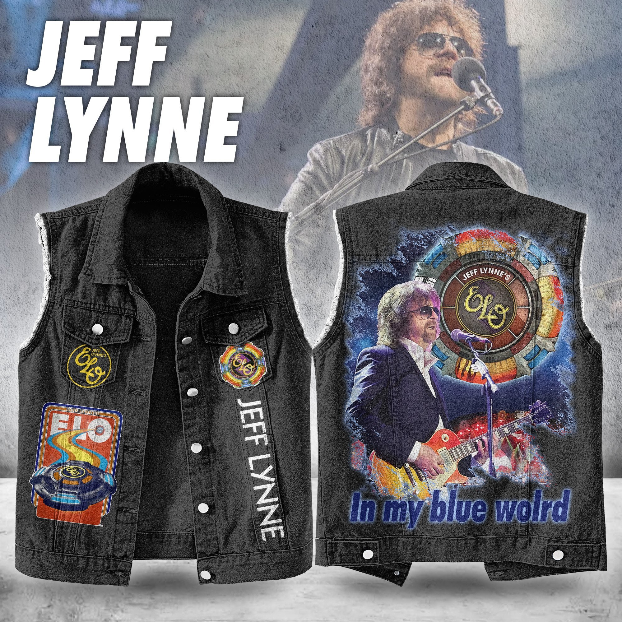 Jeff Lynne Music Style Sleeveless Jacket For Fans