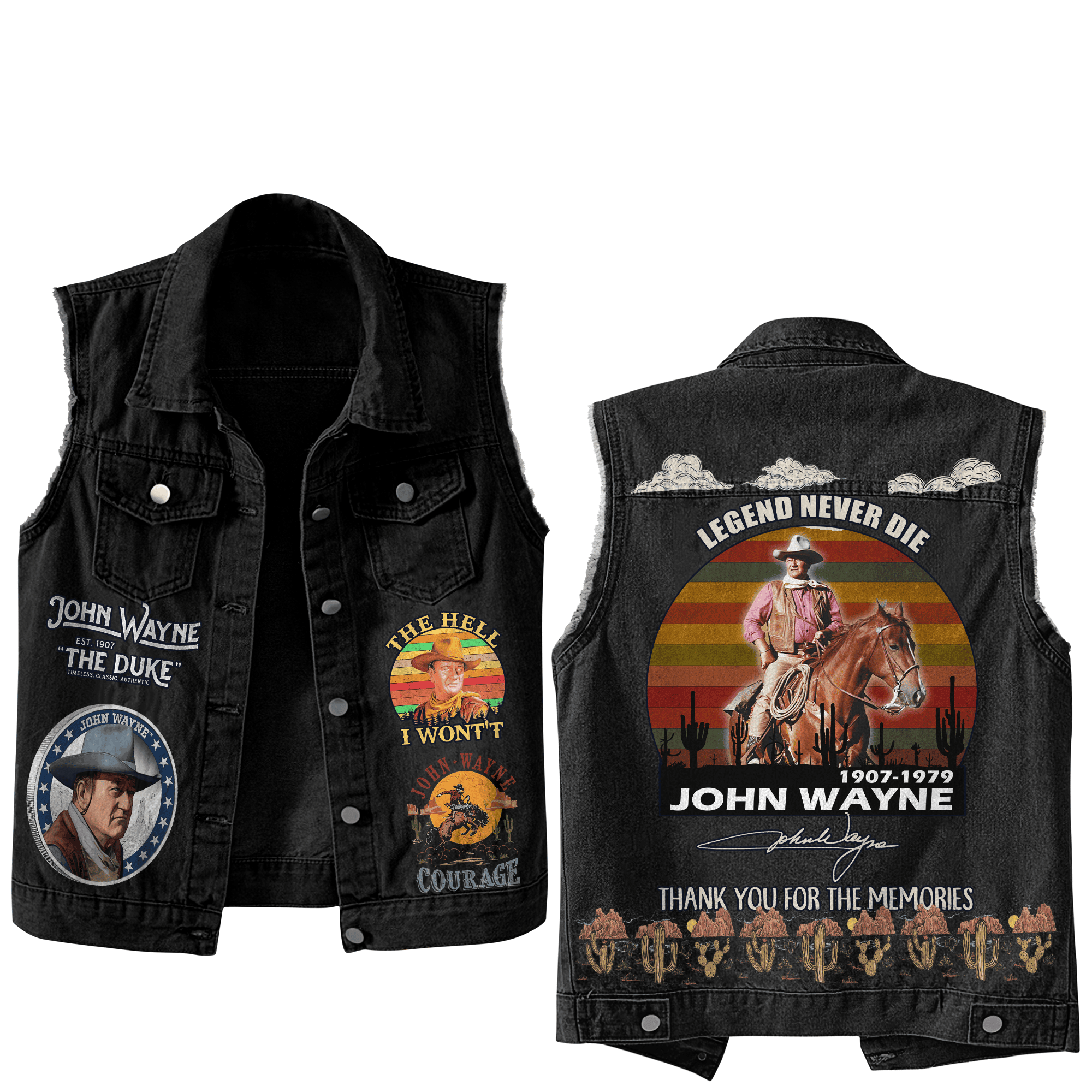John Wayne Actor Style Sleeveless Jacket For Fans