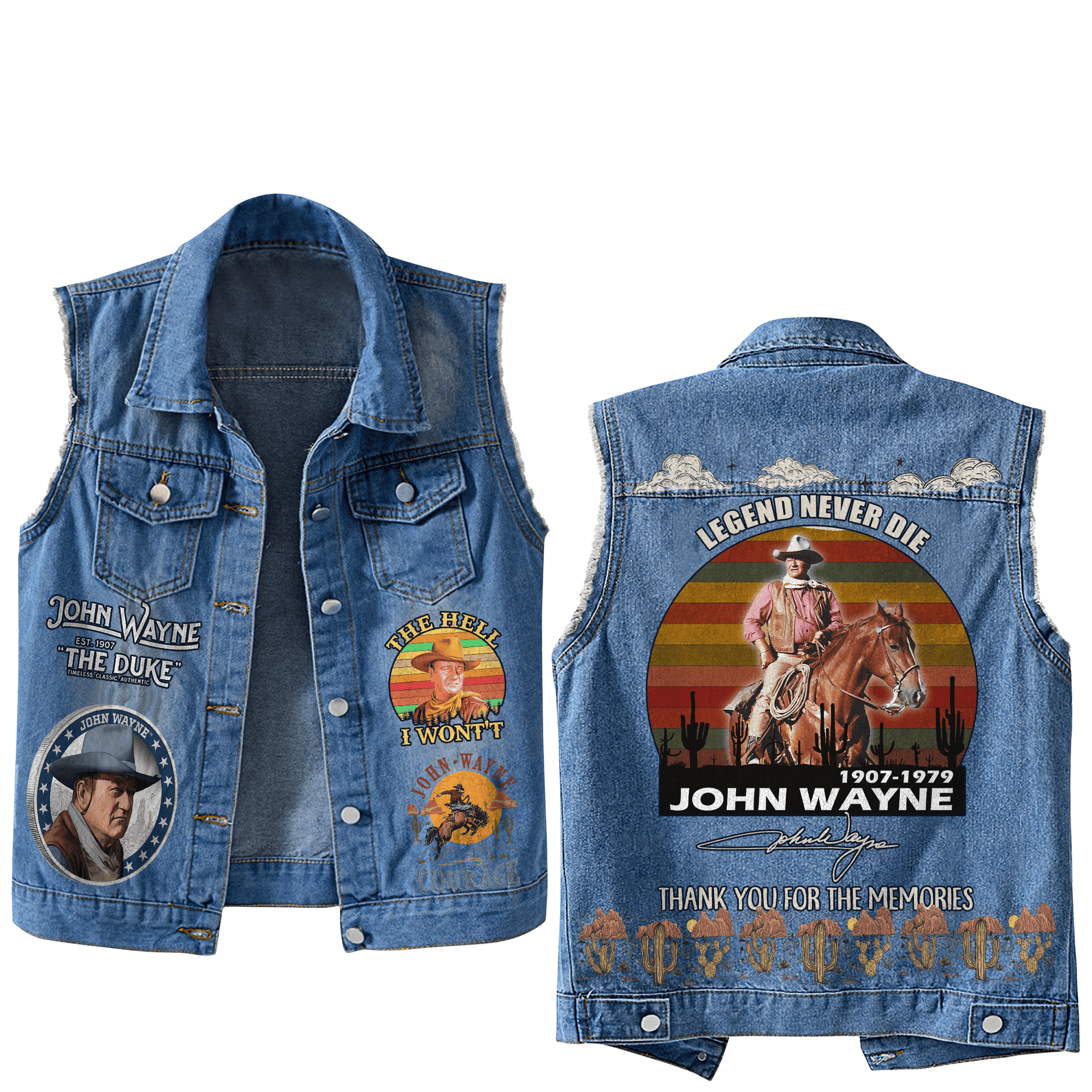 John Wayne Actor Style Sleeveless Jacket For Fans