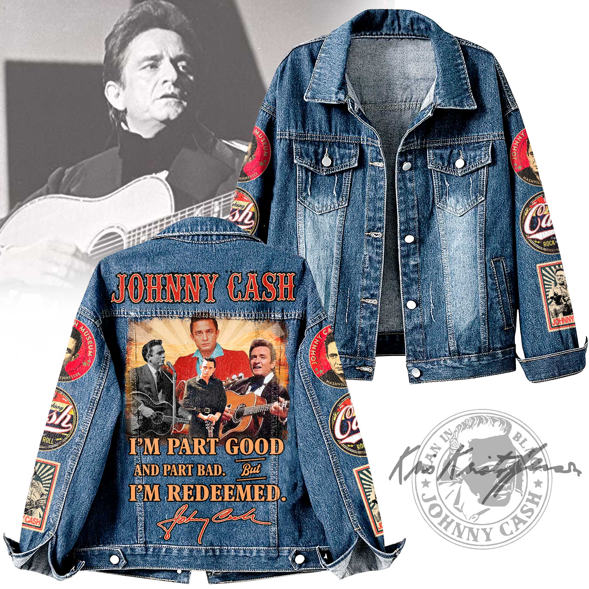 Johnny Cash Music Denim Jacket Gift For Fans