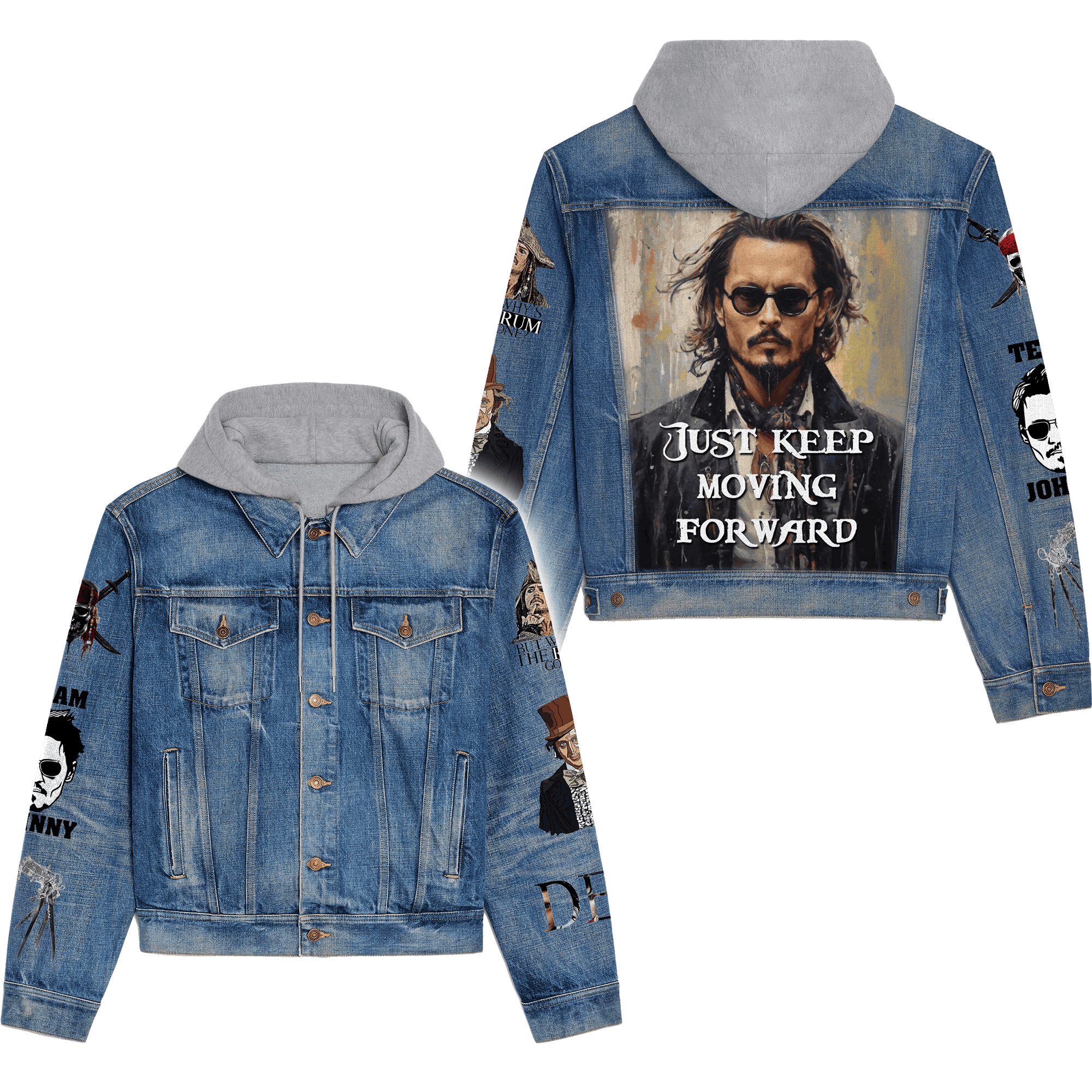 Johnny Depp Actor Style Hooded Denim Jacket For Fans